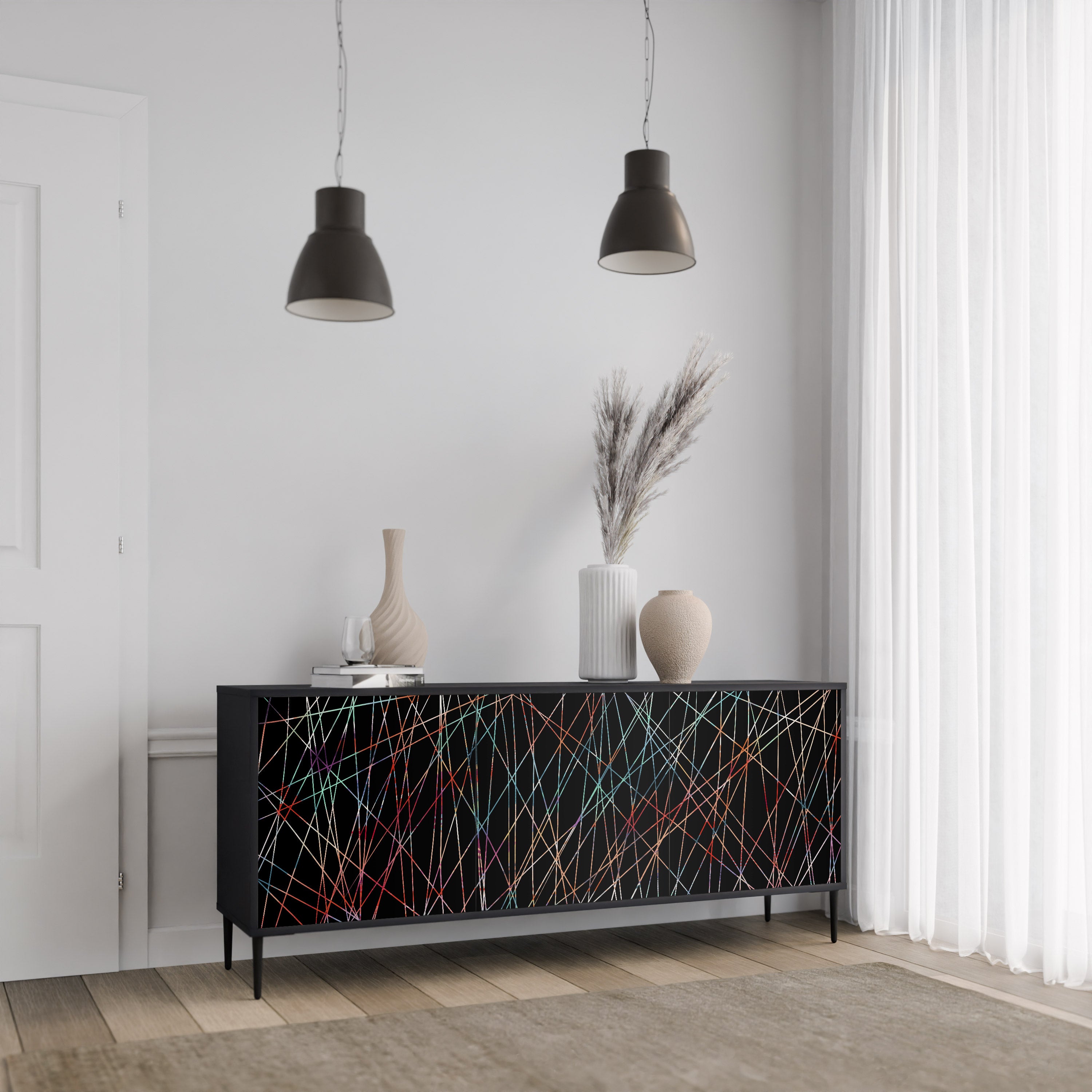 LUMINOUS SNARE Komoda 3-drzwiowa korpus Czarny