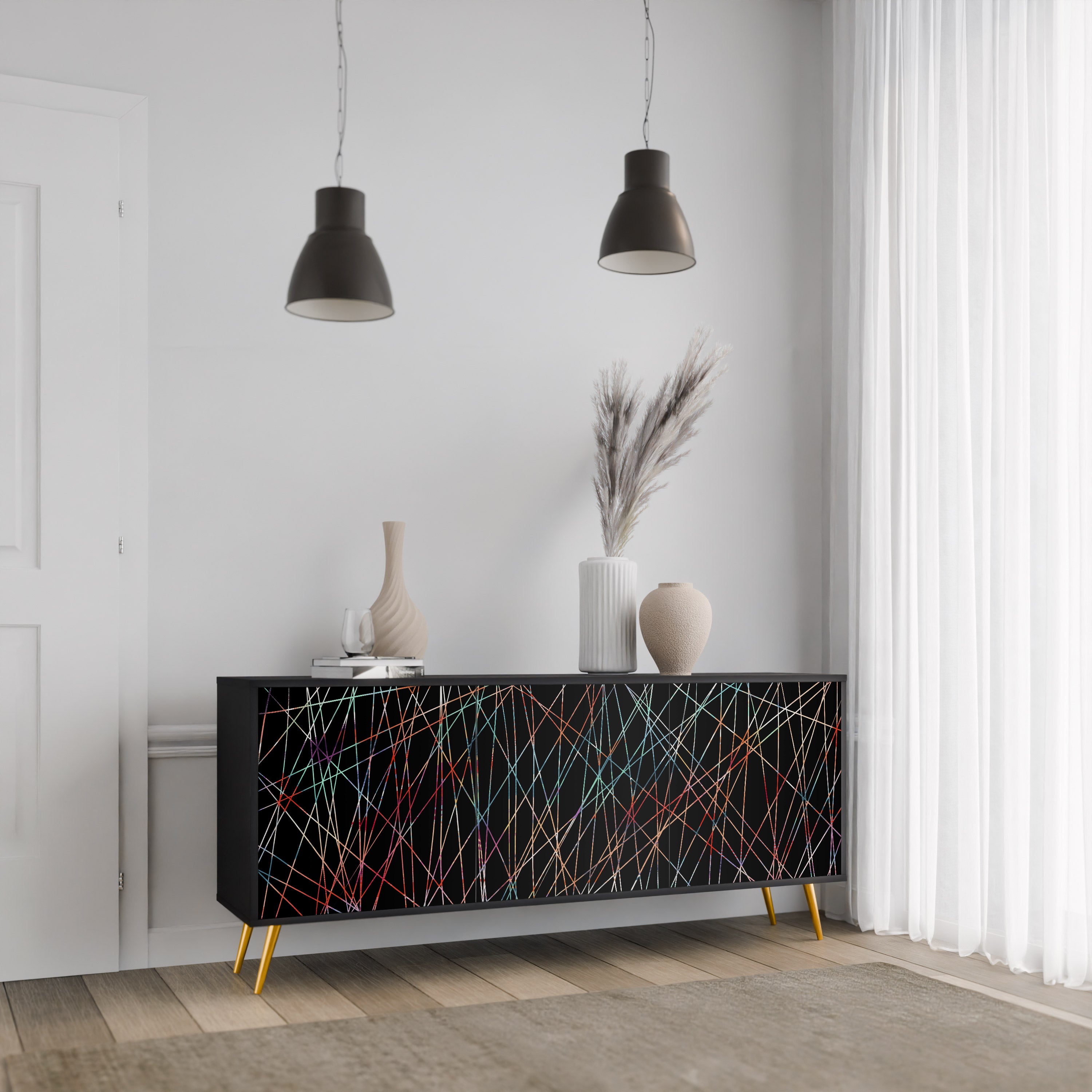 LUMINOUS SNARE Komoda 3-drzwiowa korpus Czarny