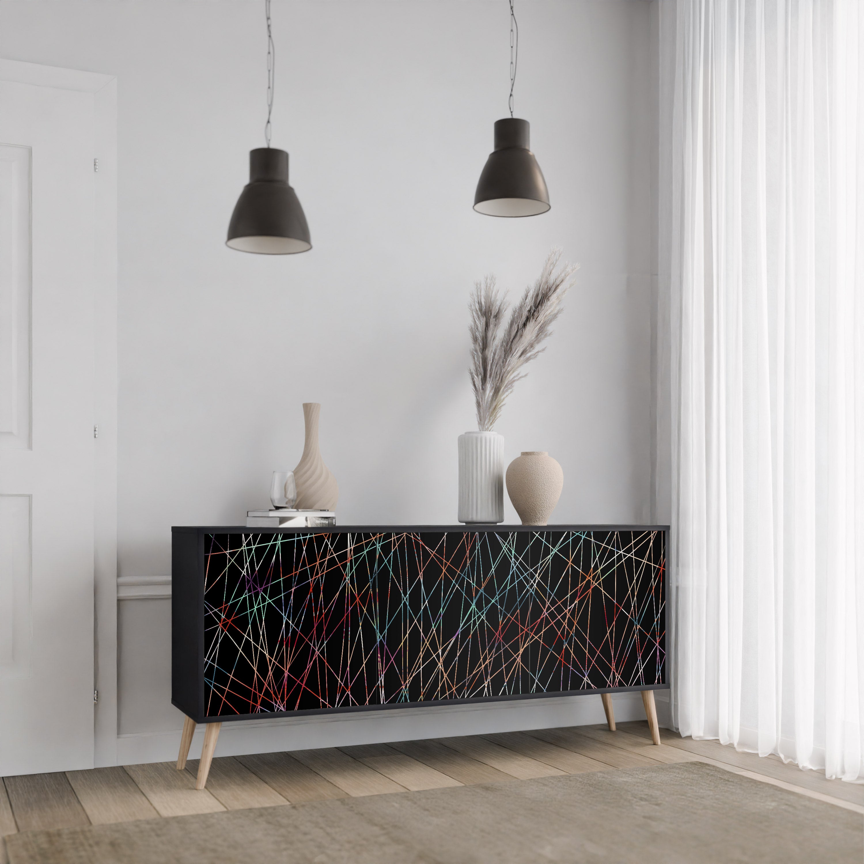 LUMINOUS SNARE Komoda 3-drzwiowa korpus Czarny