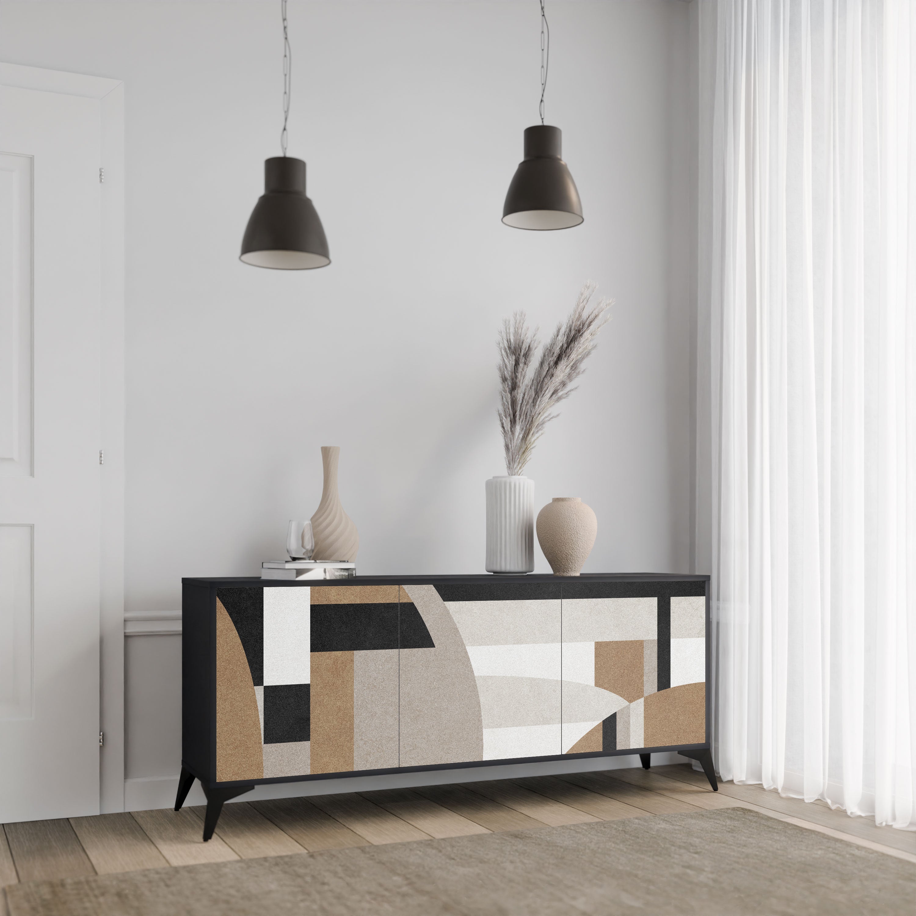 DELICATE MEMENTO Komoda 3-drzwiowa korpus Czarny