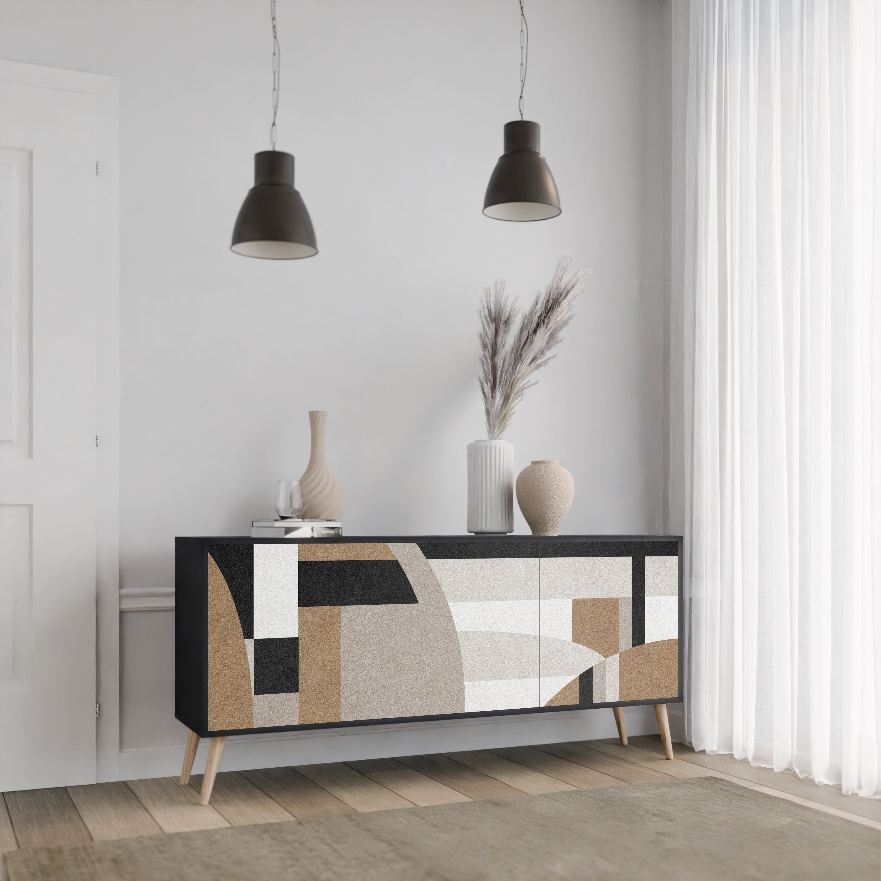 DELICATE MEMENTO Komoda 3-drzwiowa korpus Czarny