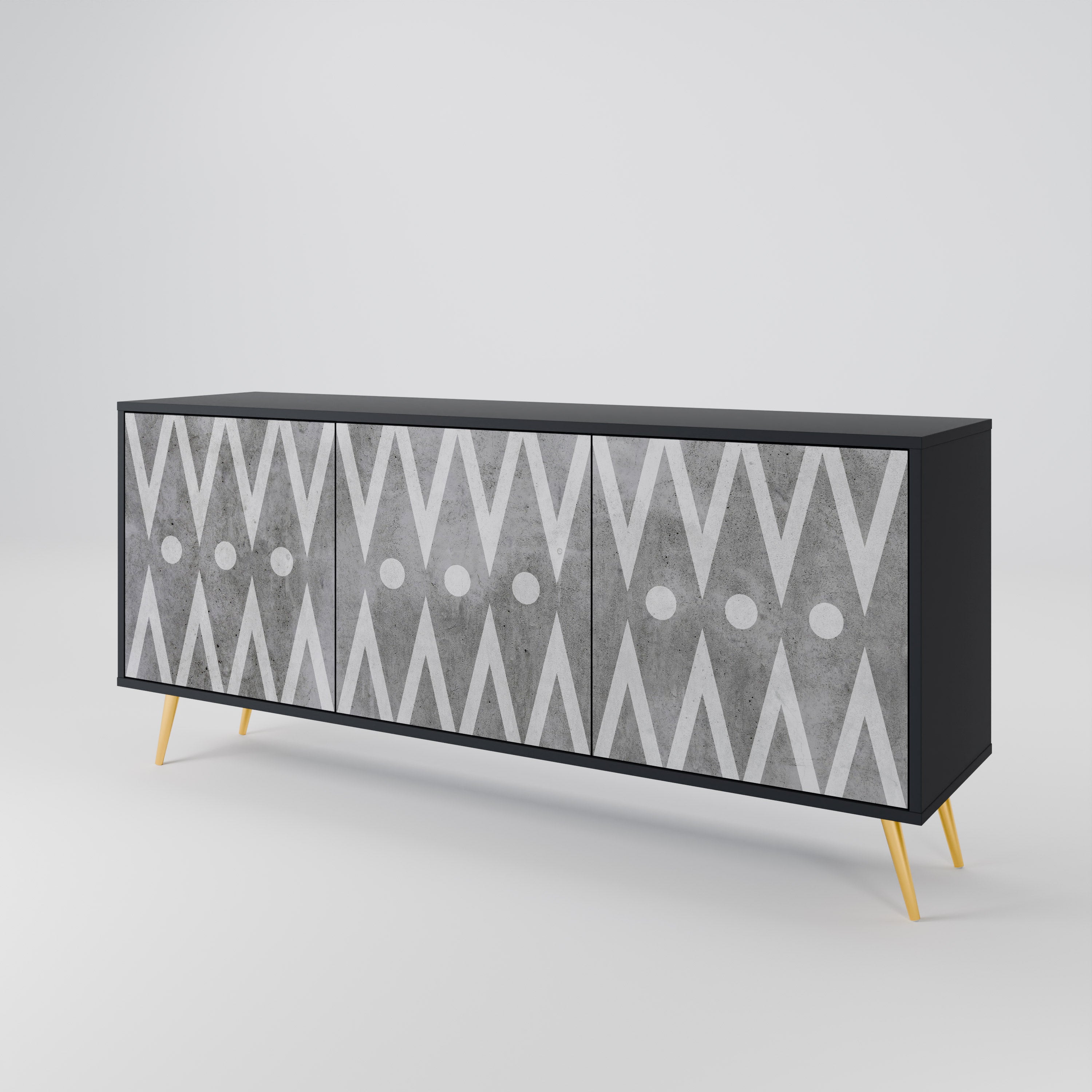 SHARP EDGES Komoda 3-drzwiowa korpus Czarny