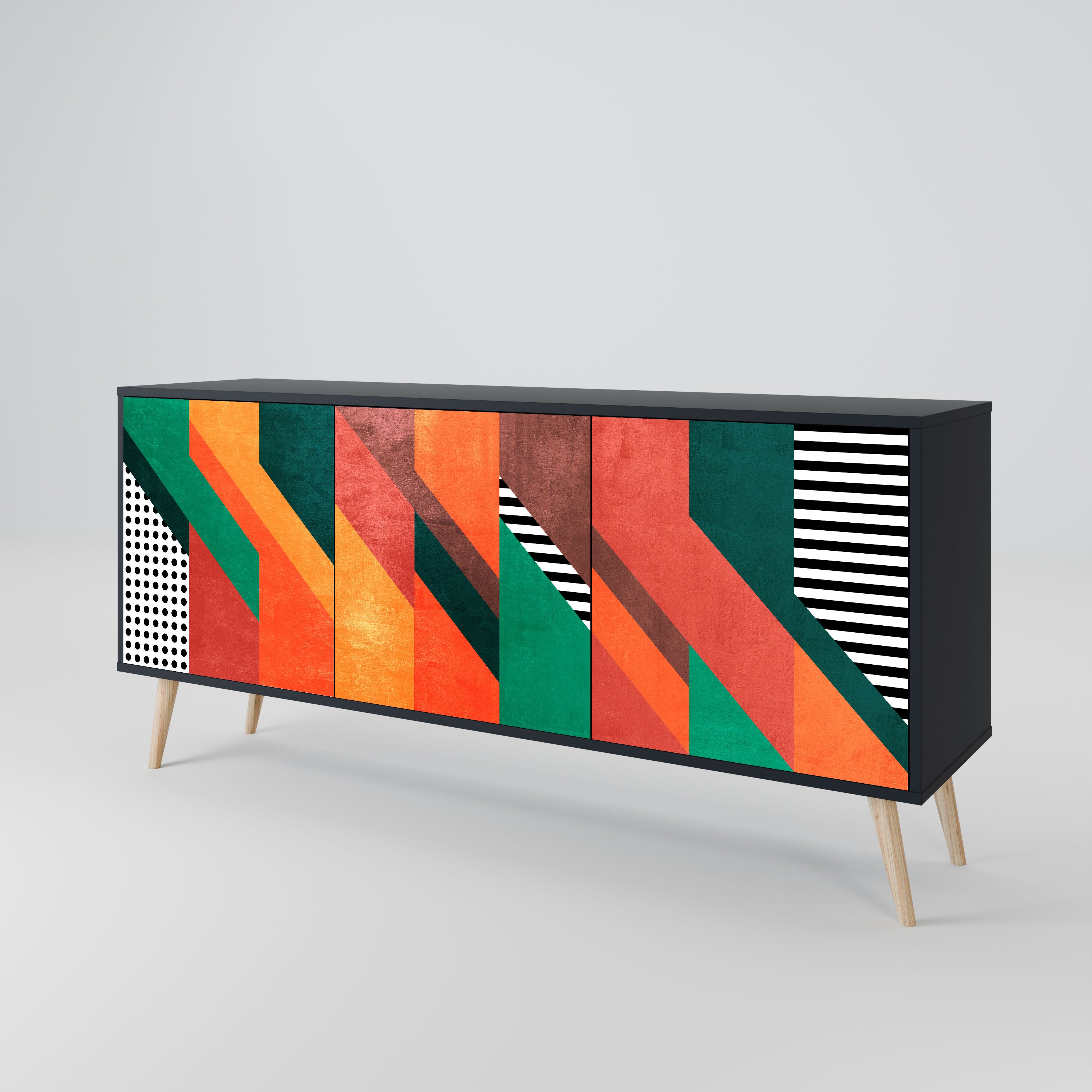 MAKESHIFT ARTISTRY Komoda 3-drzwiowa korpus Czarny