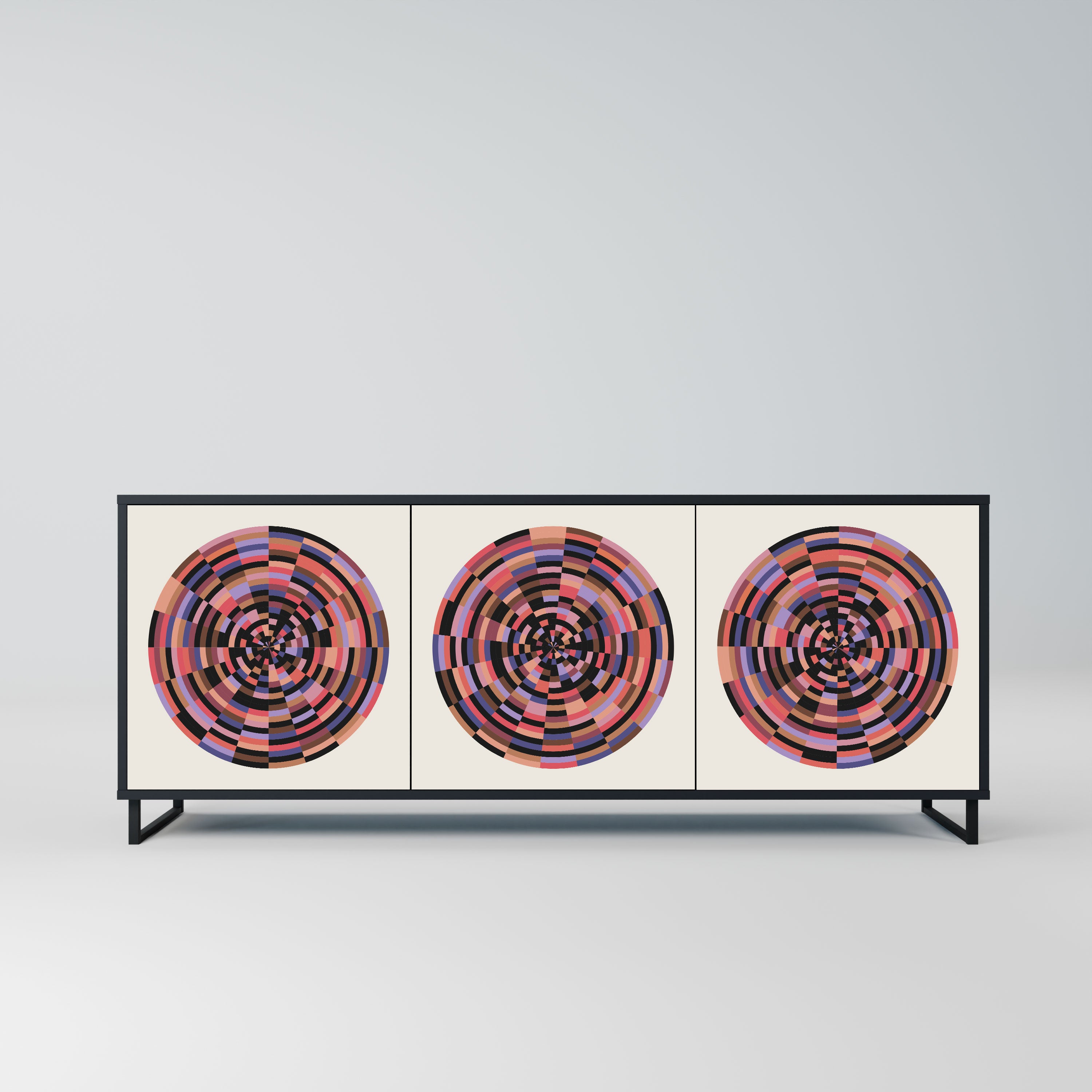 BROWN CIRCLES Komoda 3-drzwiowa korpus Czarny