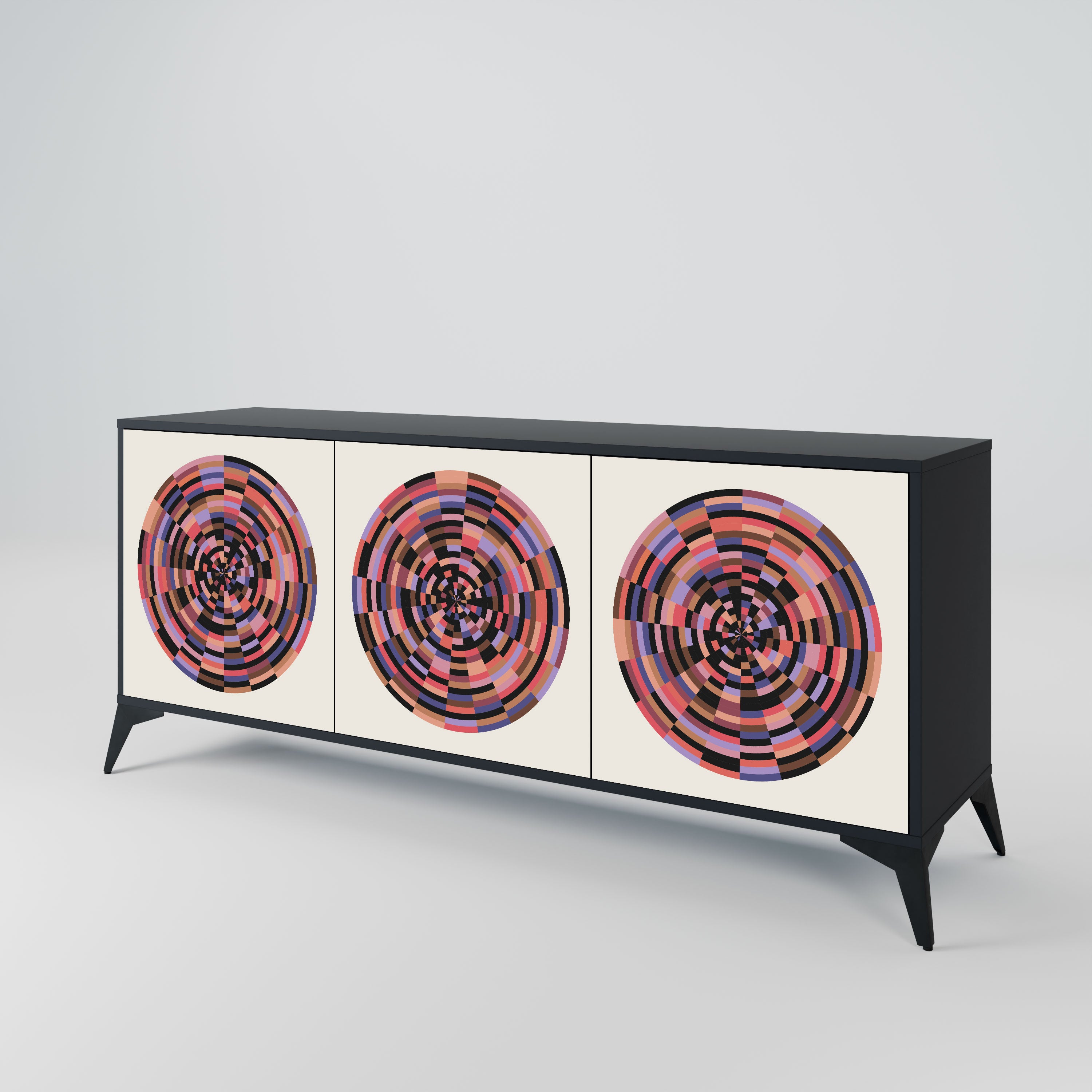 BROWN CIRCLES Komoda 3-drzwiowa korpus Czarny