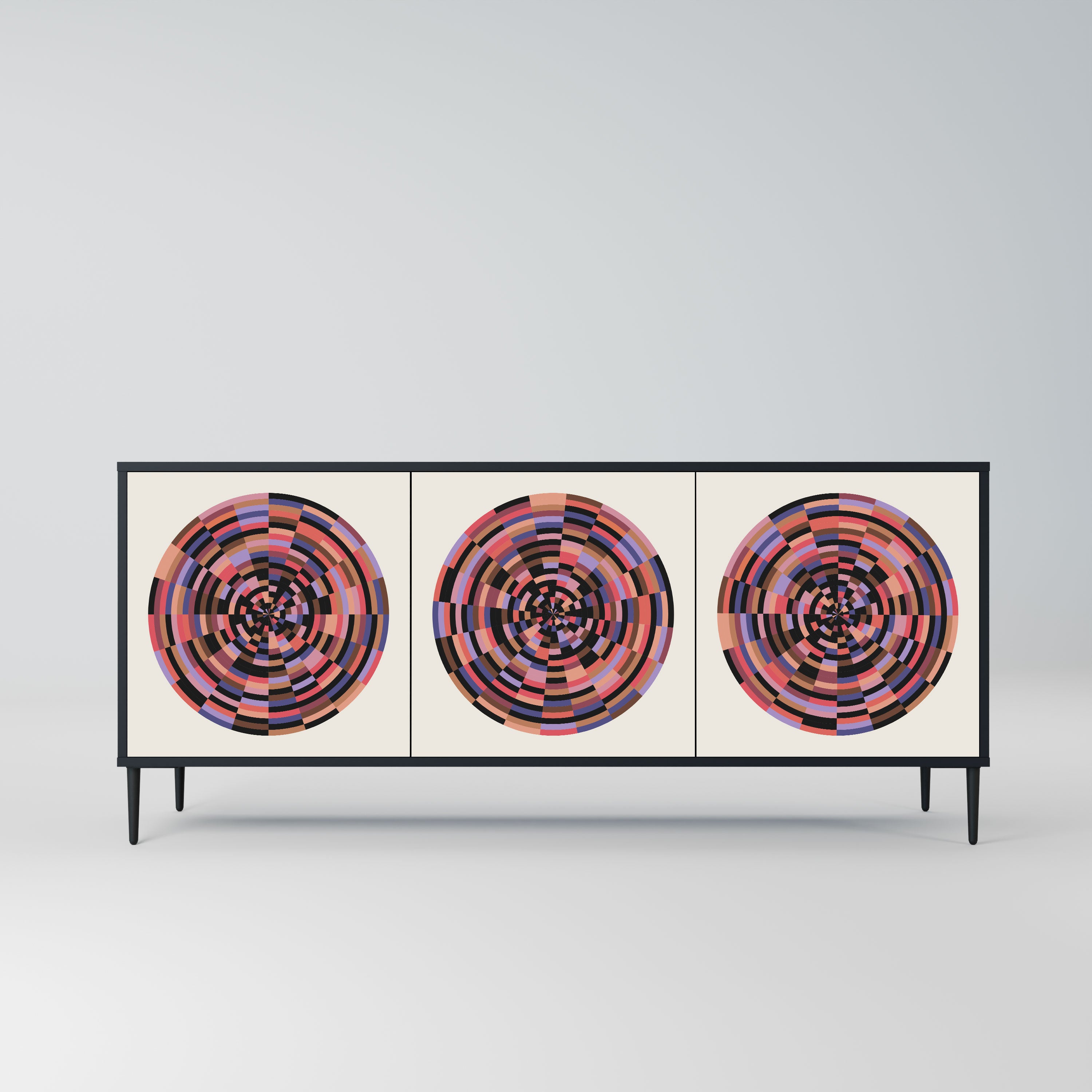 BROWN CIRCLES Komoda 3-drzwiowa korpus Czarny