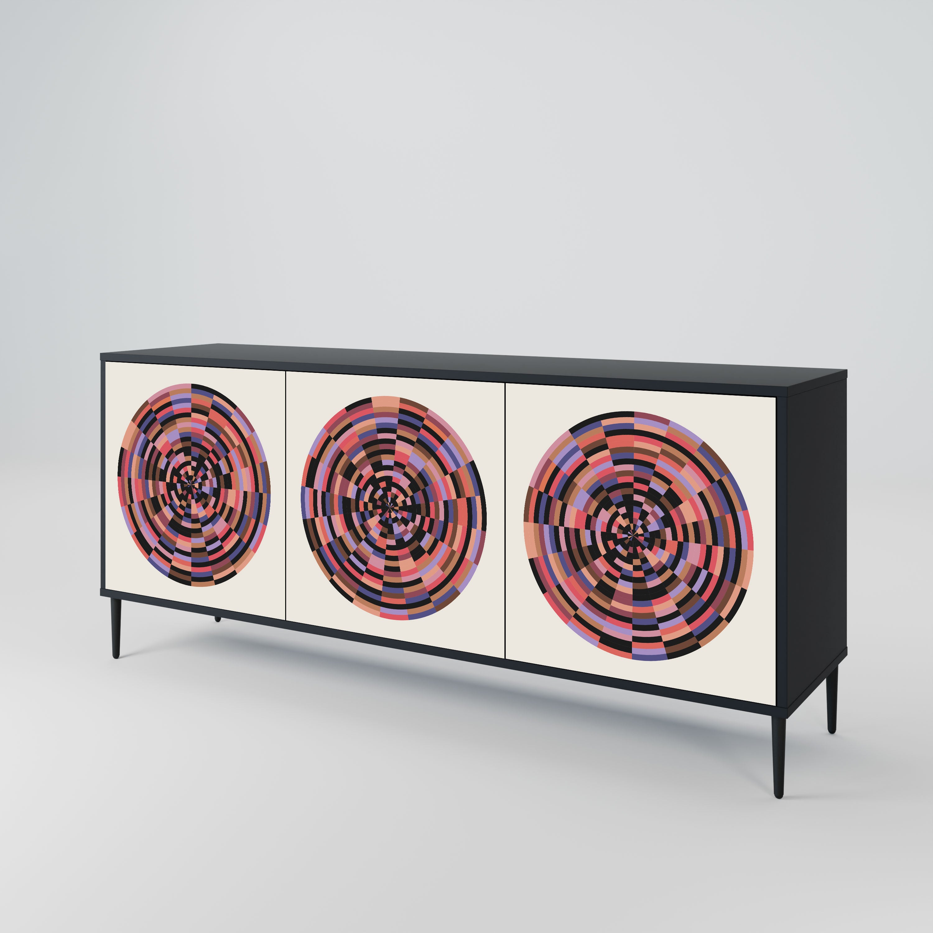 BROWN CIRCLES Komoda 3-drzwiowa korpus Czarny
