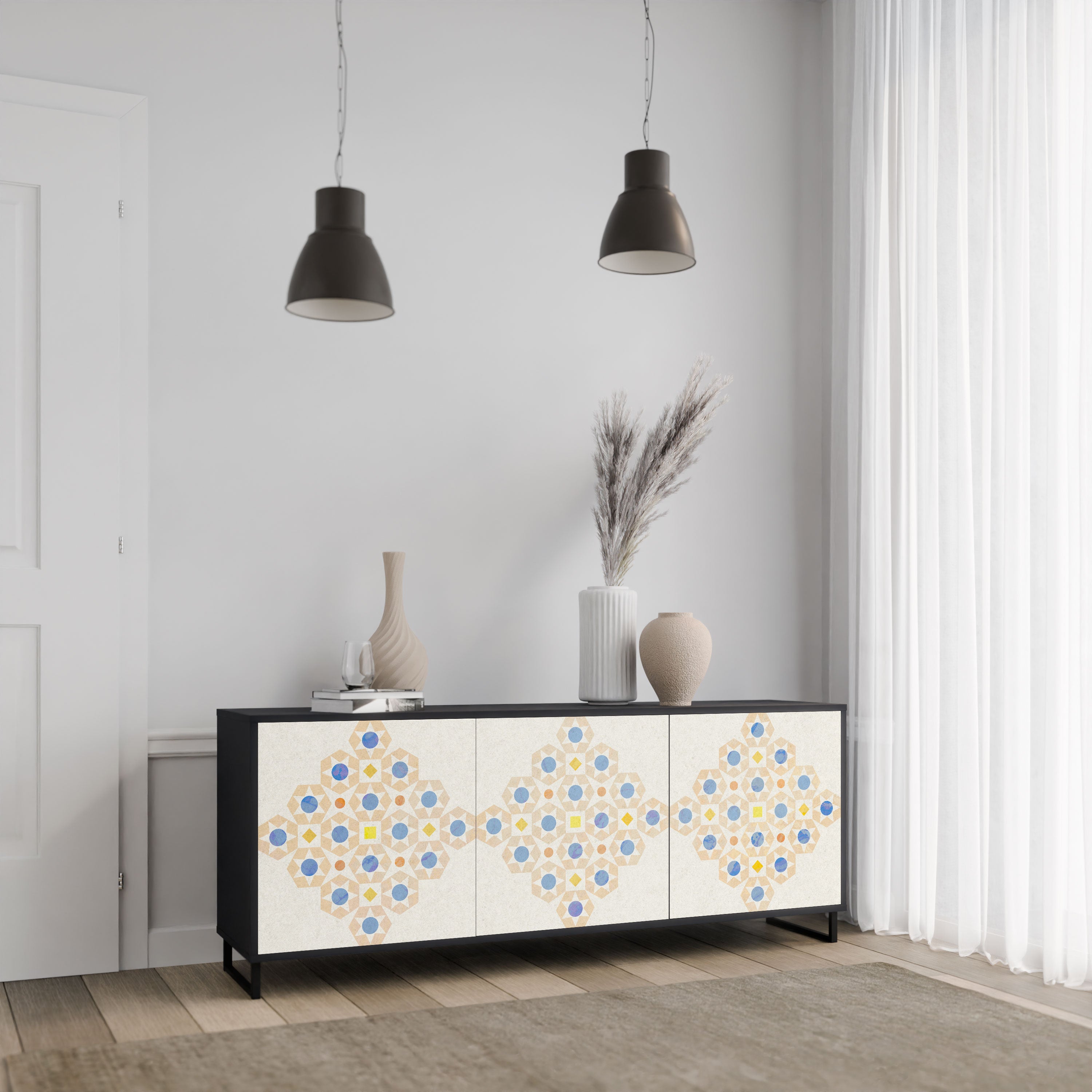 PATTERNED PRISM Komoda 3-drzwiowa korpus Czarny