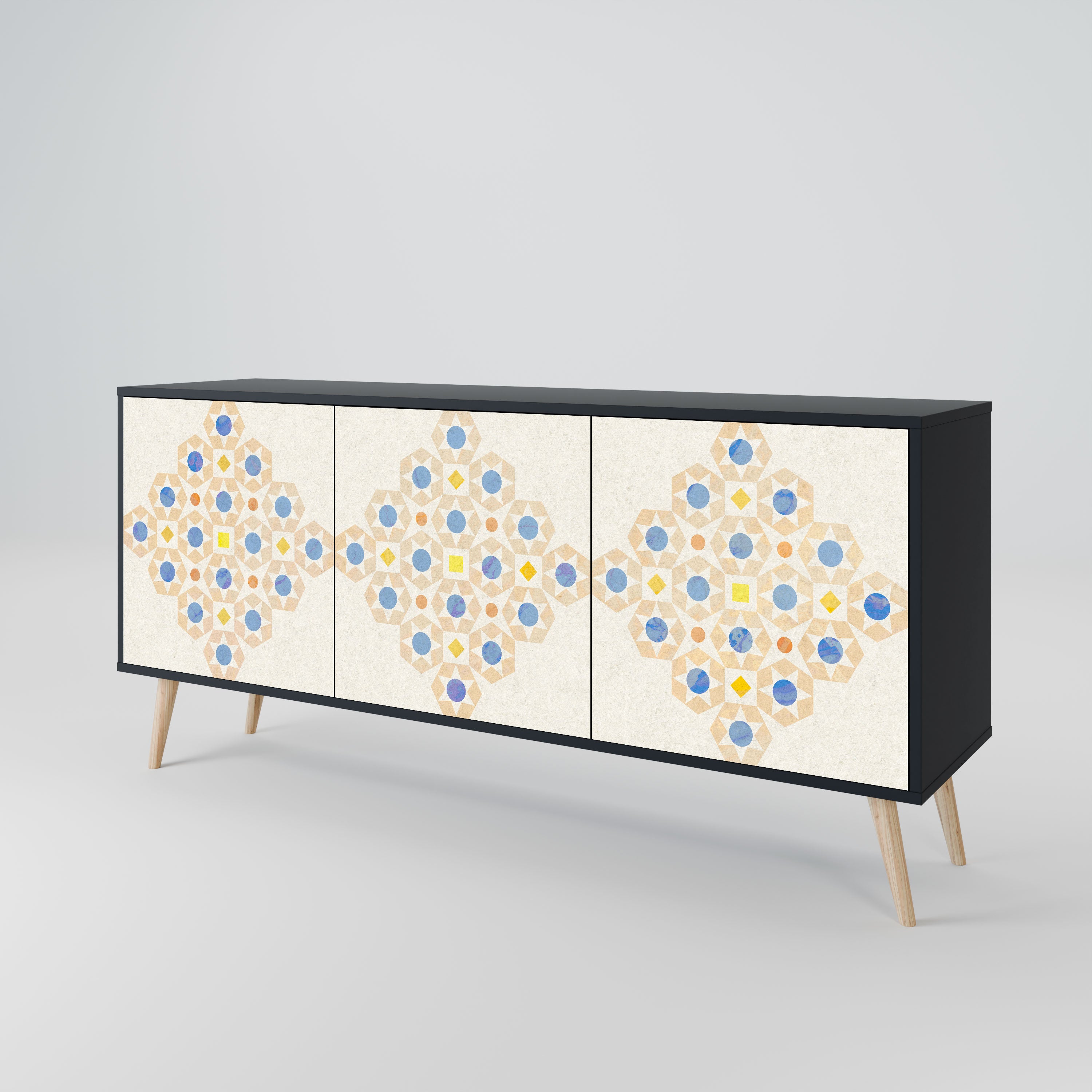 PATTERNED PRISM Komoda 3-drzwiowa korpus Czarny