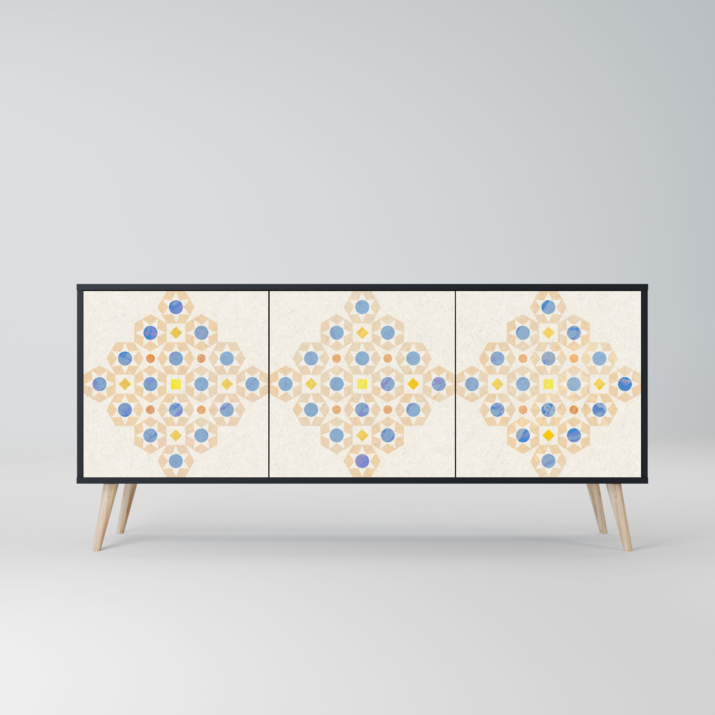 PATTERNED PRISM Komoda 3-drzwiowa korpus Czarny
