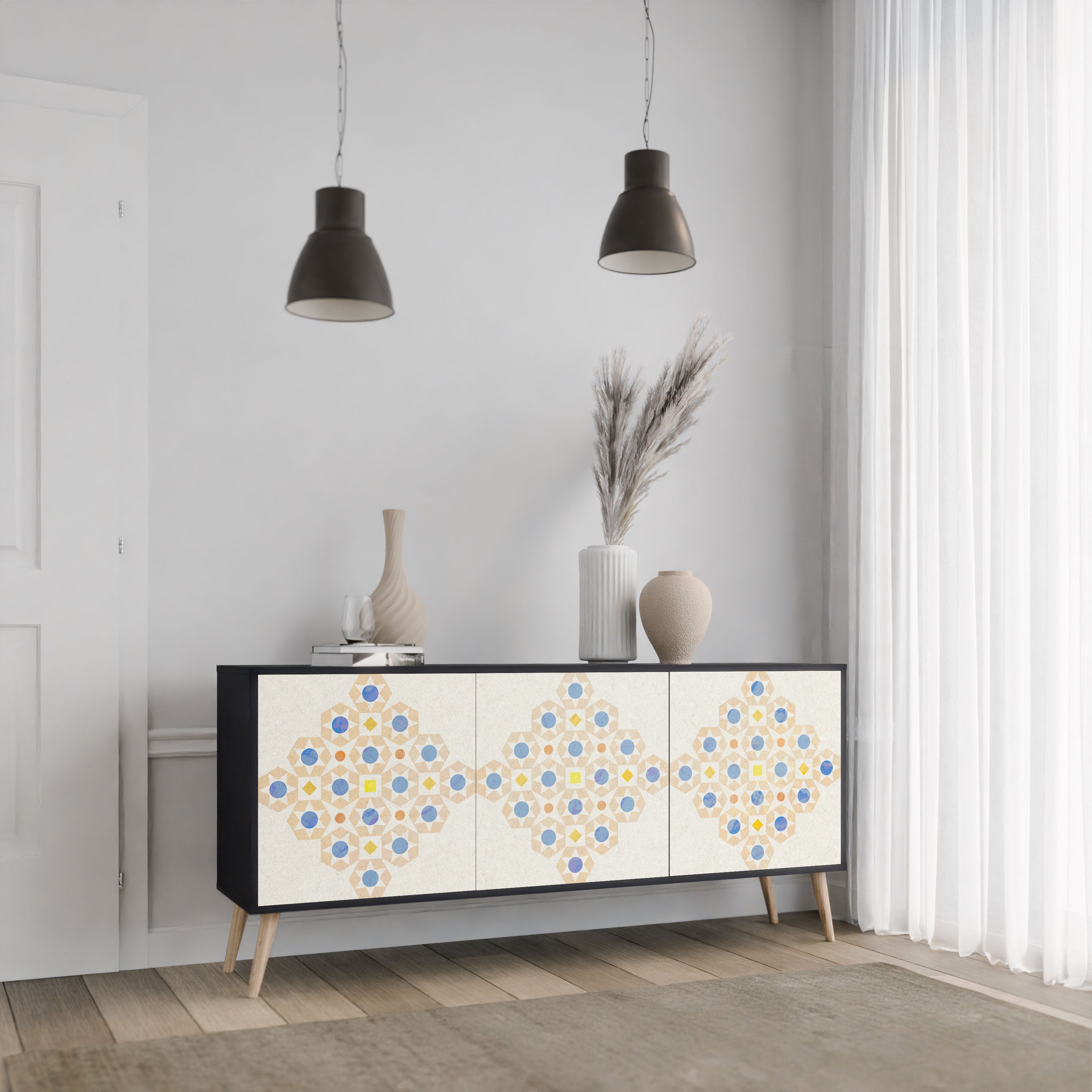 PATTERNED PRISM Komoda 3-drzwiowa korpus Czarny