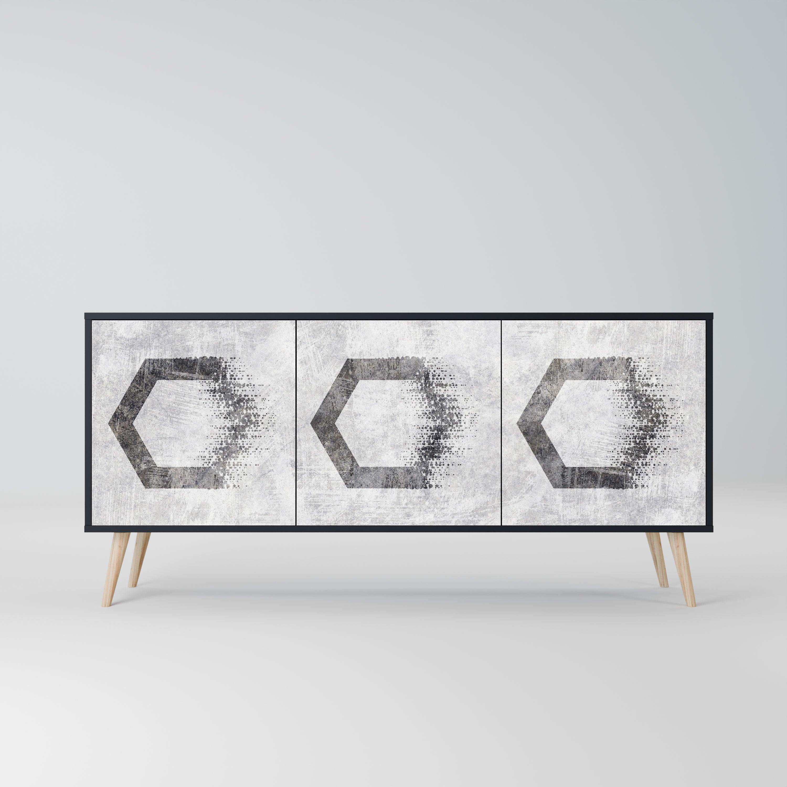 HEXAGONAL FIGURES Komoda 3-drzwiowa korpus Czarny