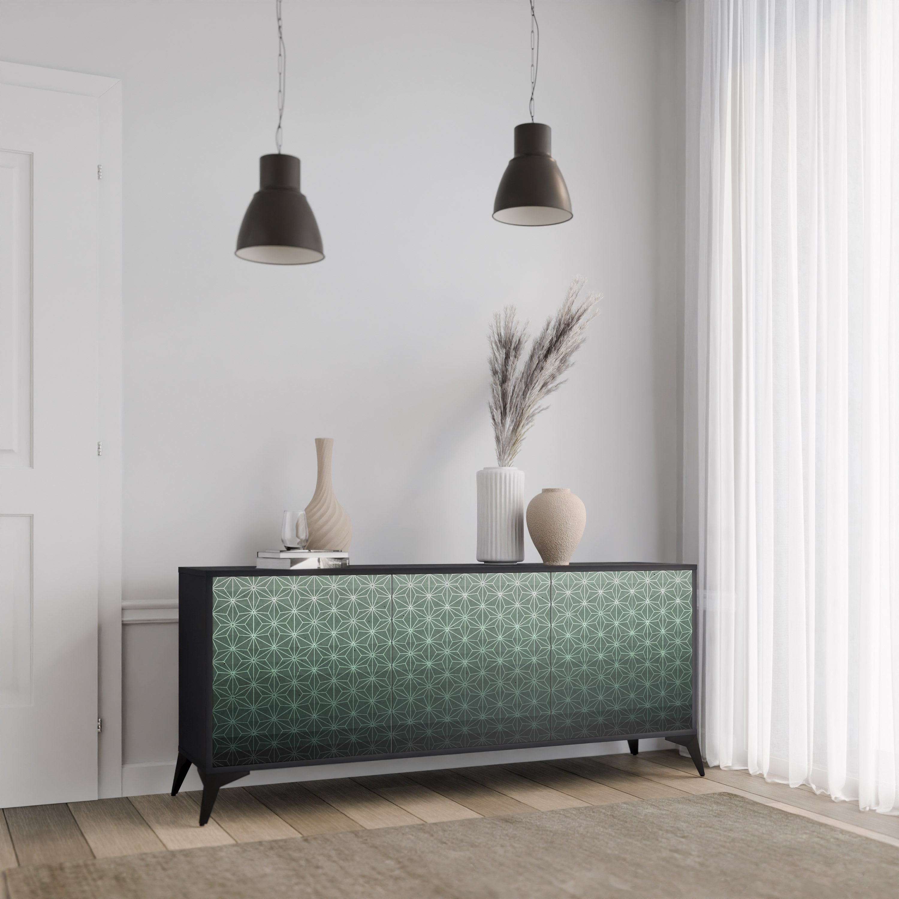 ORNAMENTAL GLIMMER Komoda 3-drzwiowa korpus Czarny