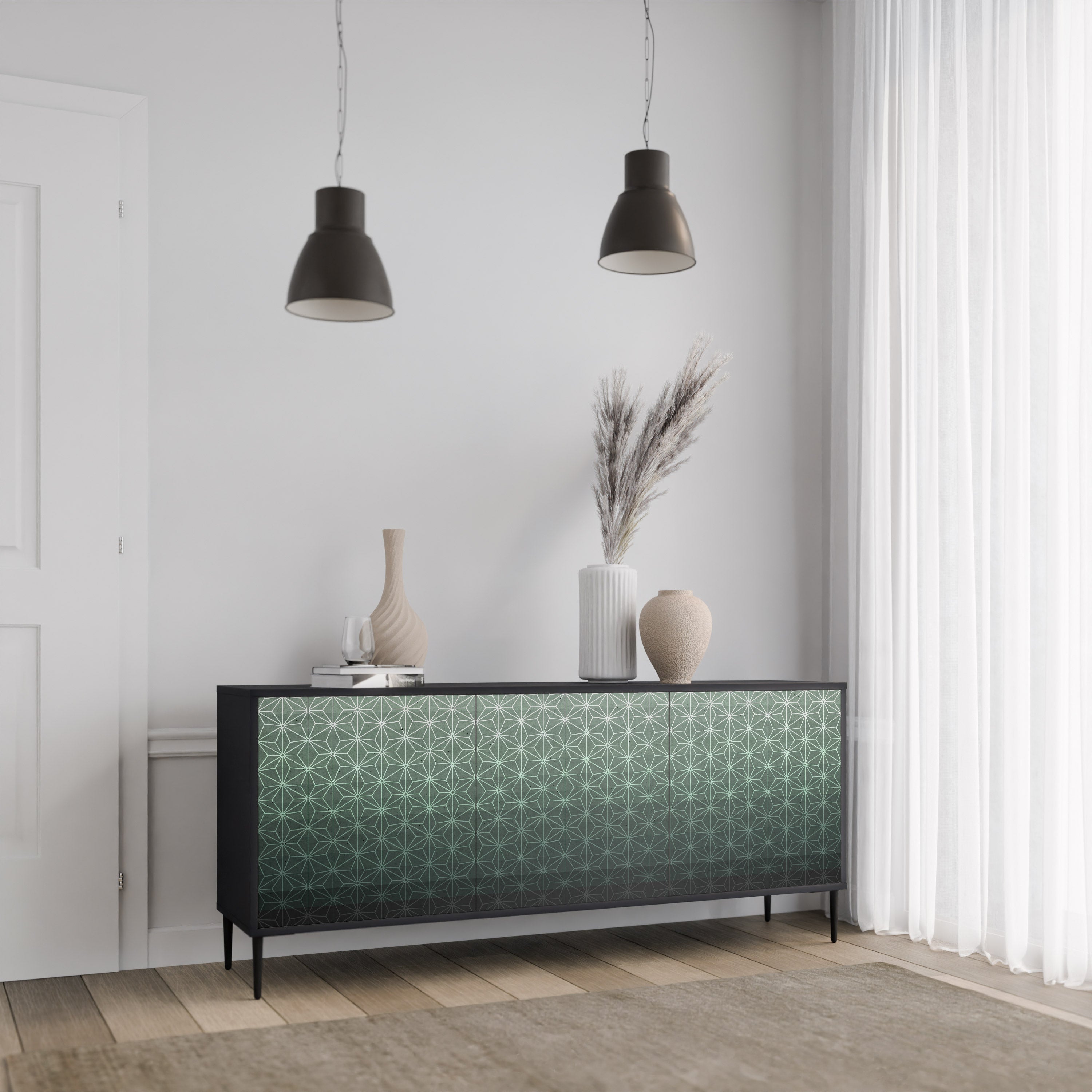 ORNAMENTAL GLIMMER Komoda 3-drzwiowa korpus Czarny