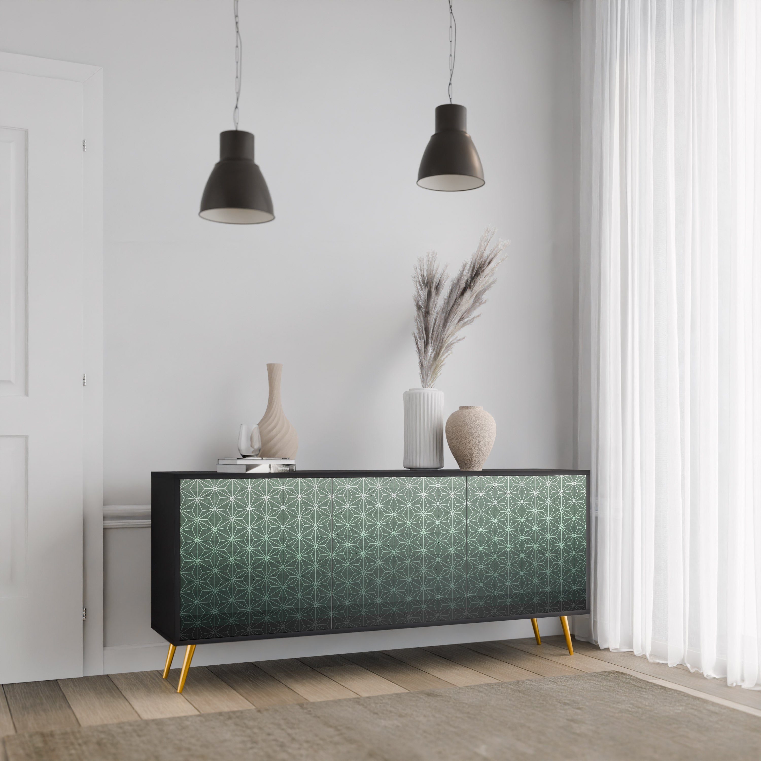 ORNAMENTAL GLIMMER Komoda 3-drzwiowa korpus Czarny