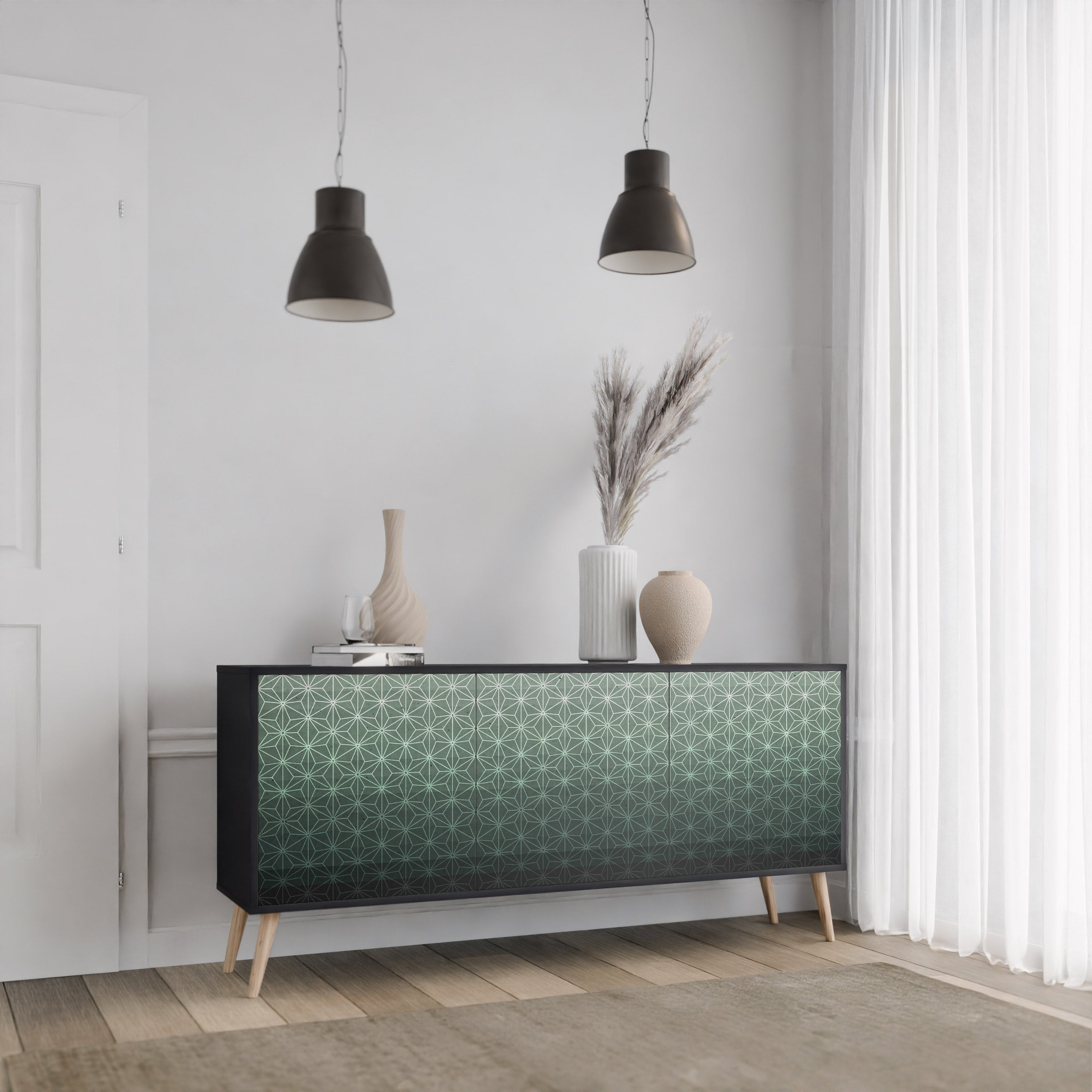 ORNAMENTAL GLIMMER Komoda 3-drzwiowa korpus Czarny