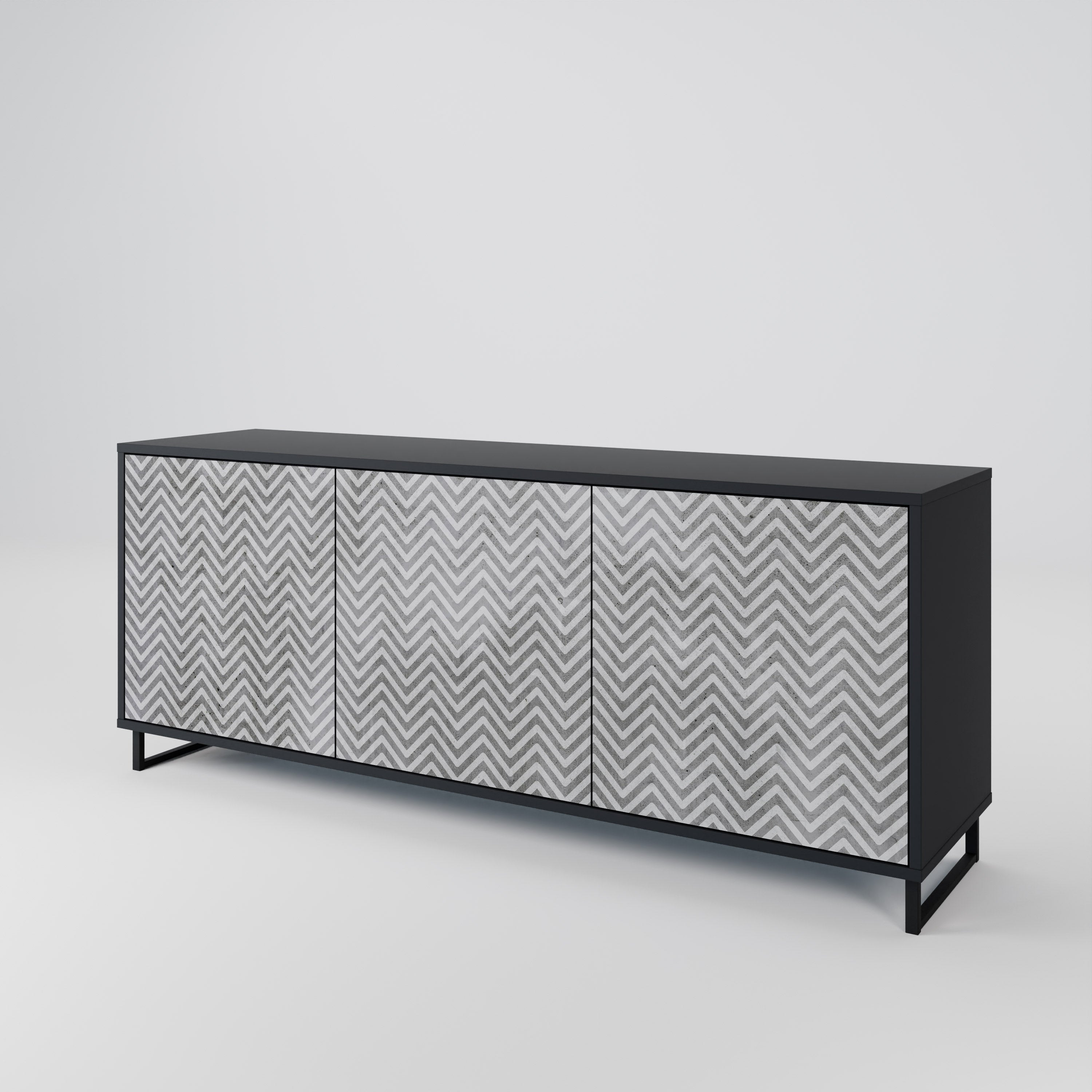 CONCRETE ZIG ZAG Komoda 3-drzwiowa korpus Czarny