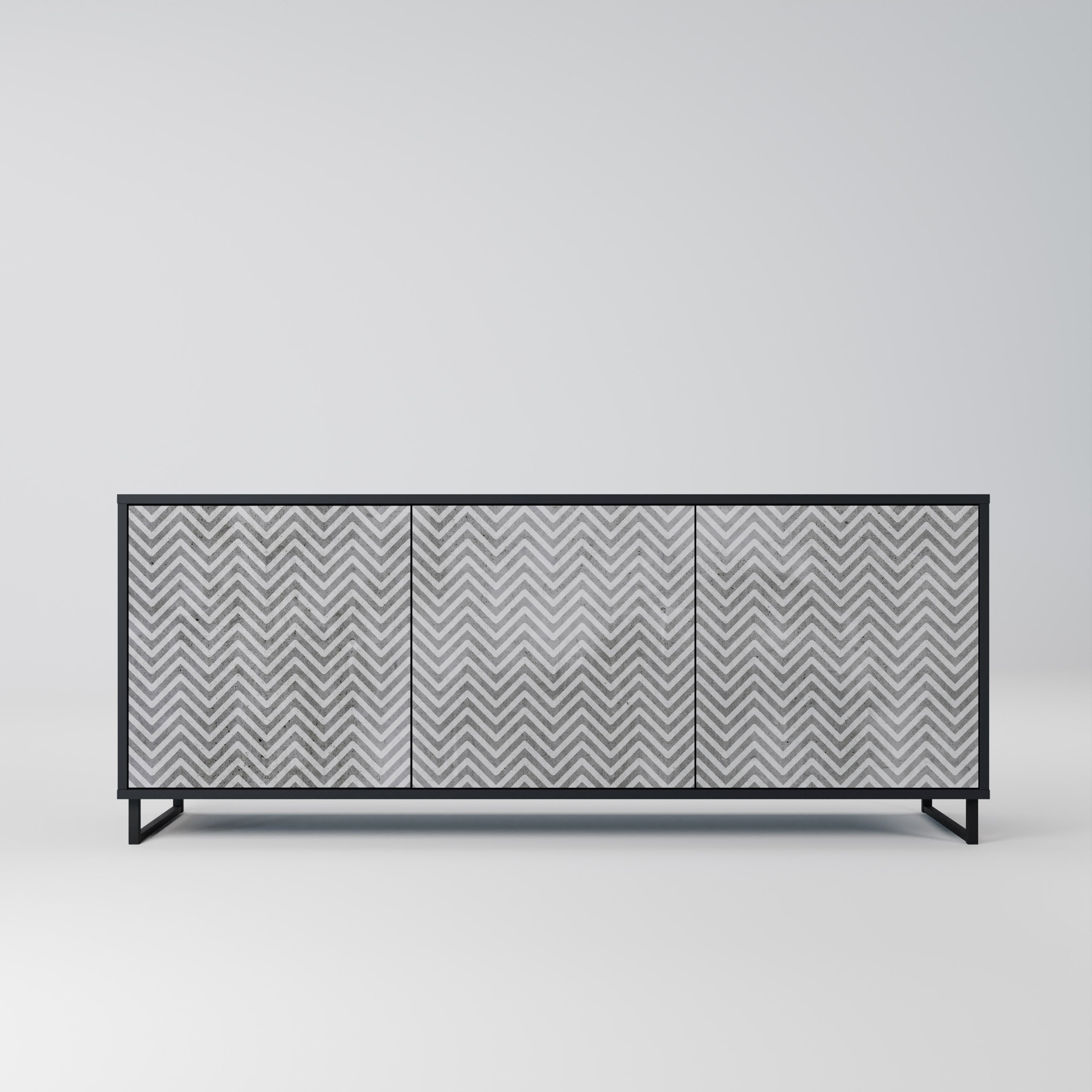 CONCRETE ZIG ZAG Komoda 3-drzwiowa korpus Czarny