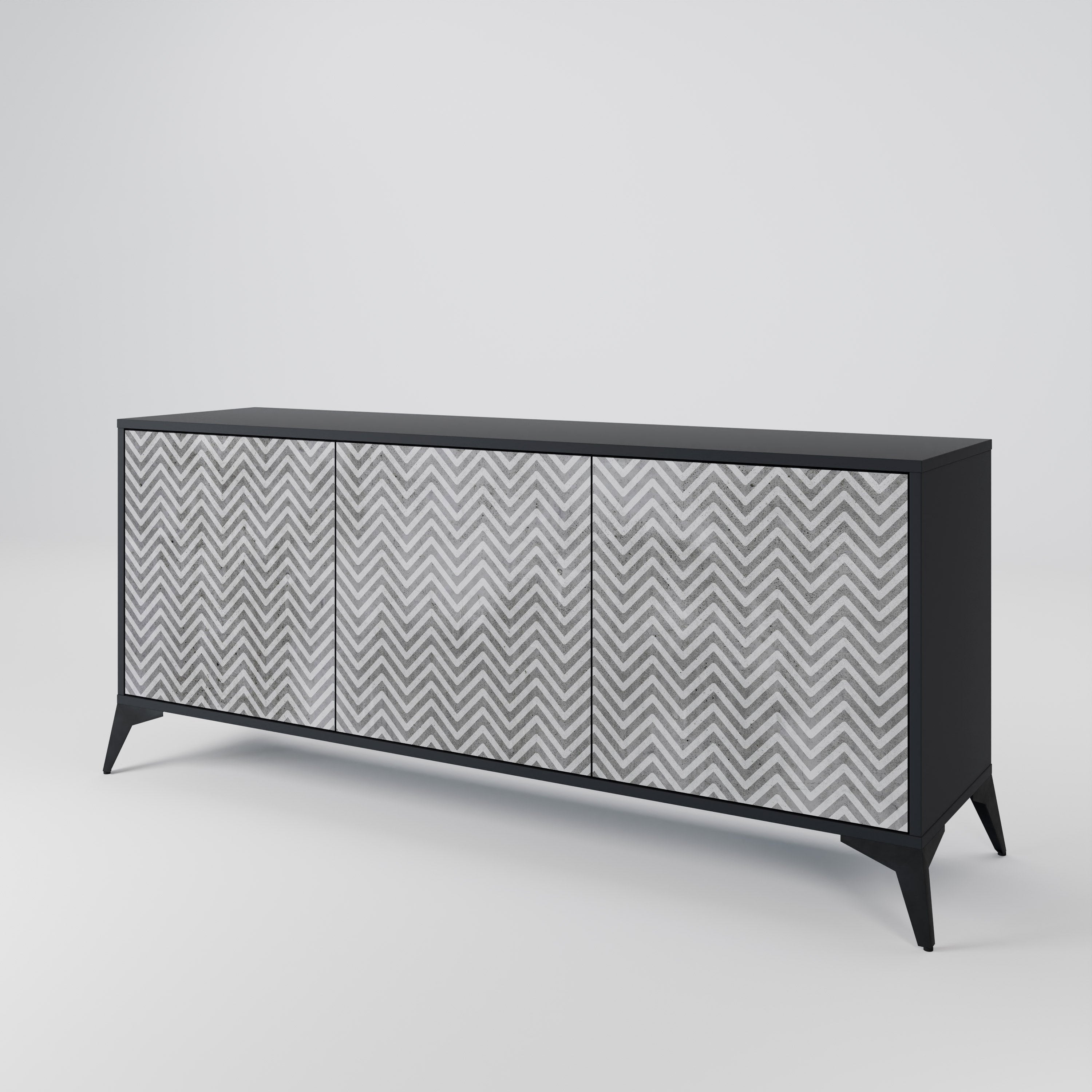 CONCRETE ZIG ZAG Komoda 3-drzwiowa korpus Czarny