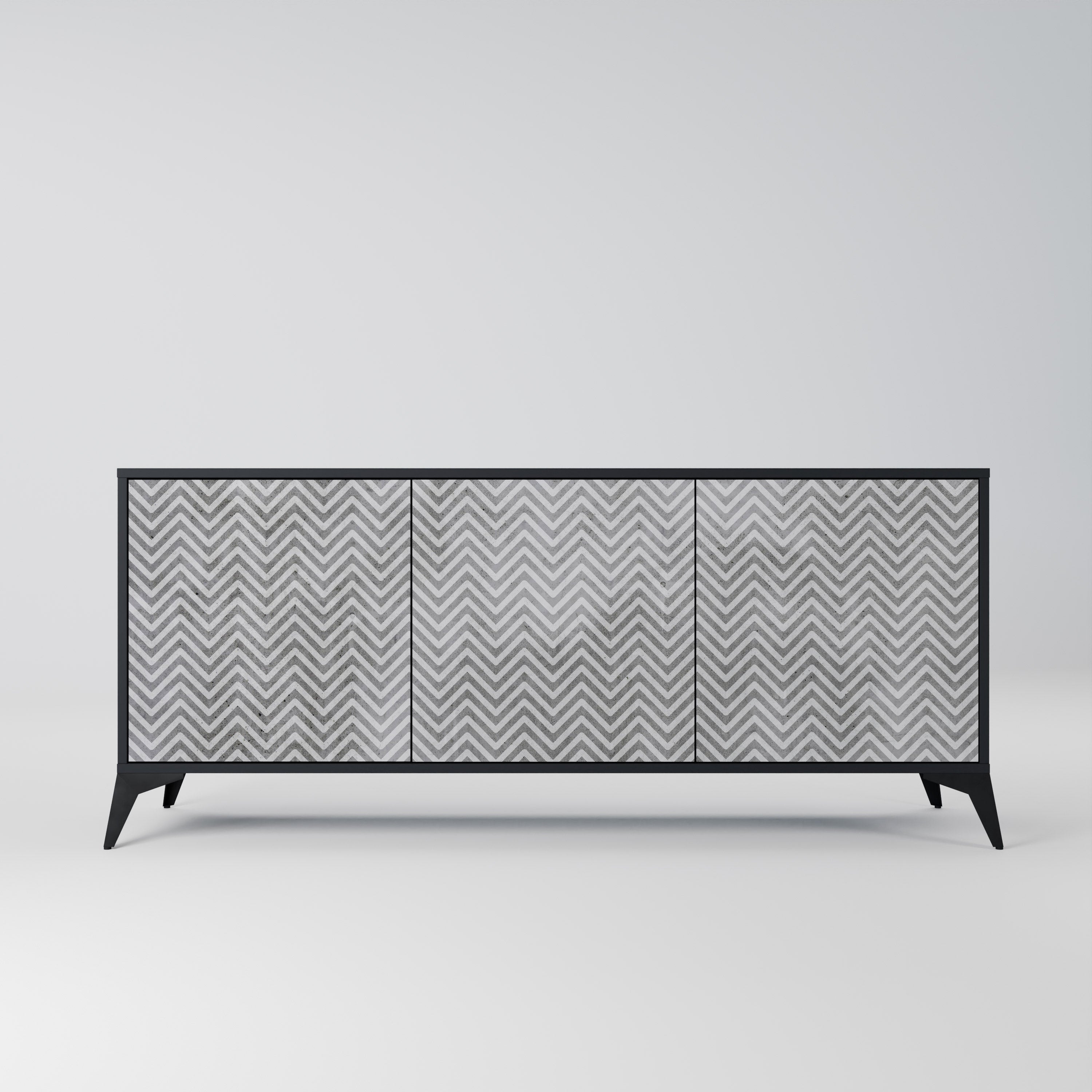 CONCRETE ZIG ZAG Komoda 3-drzwiowa korpus Czarny