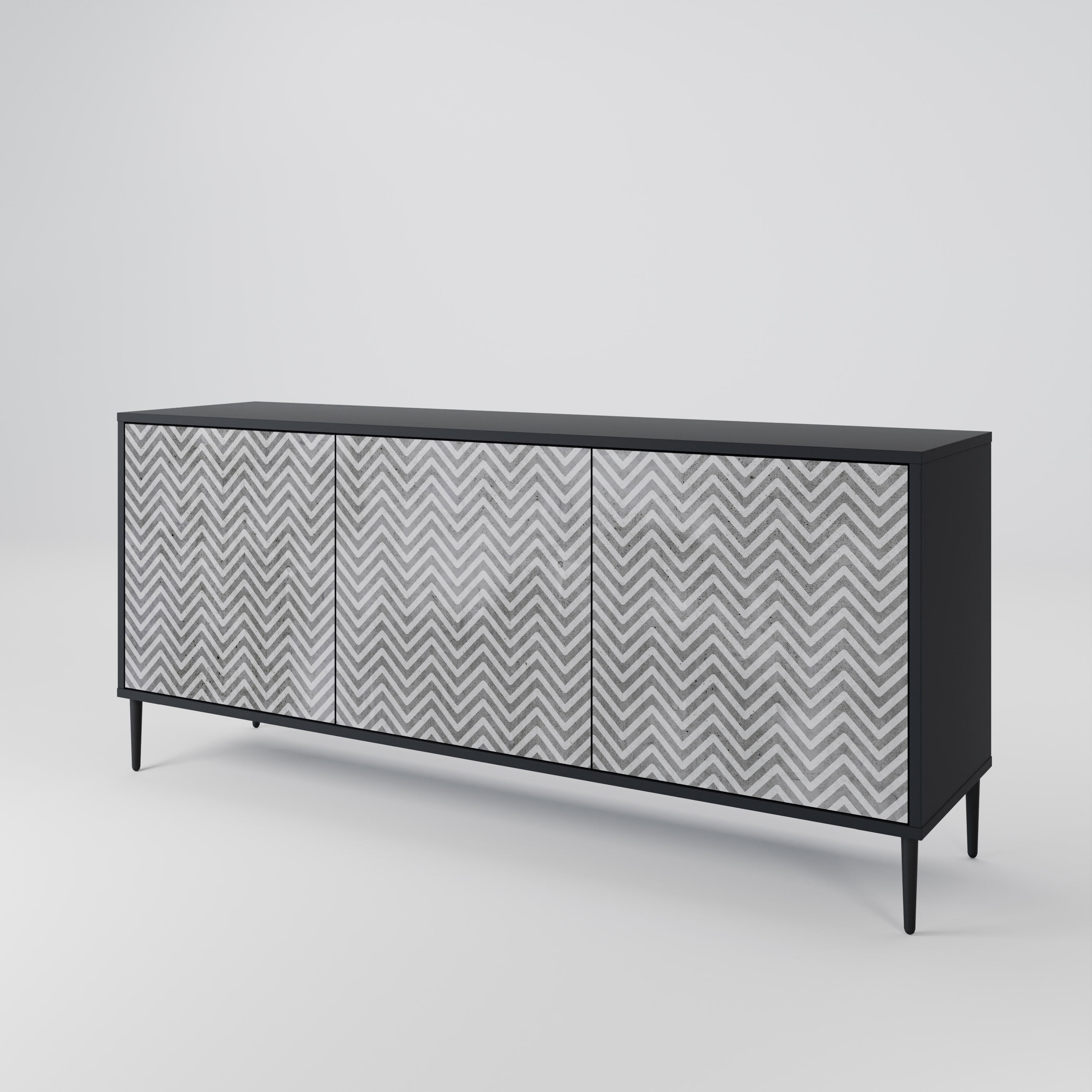 CONCRETE ZIG ZAG Komoda 3-drzwiowa korpus Czarny