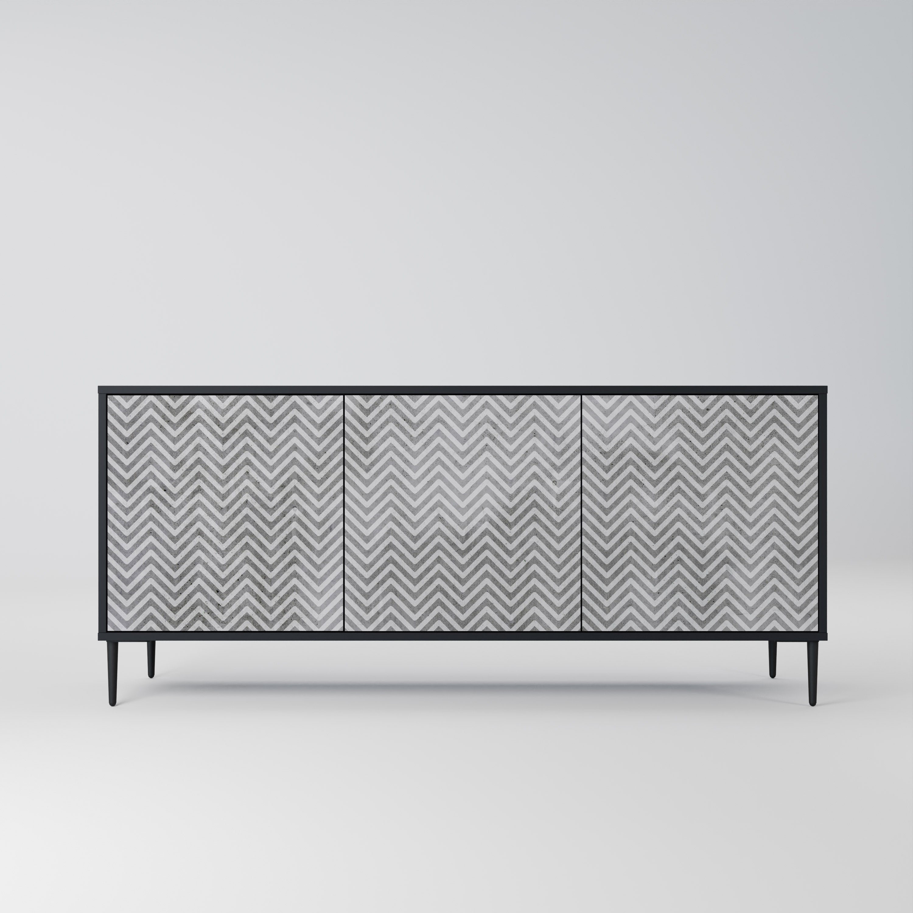 CONCRETE ZIG ZAG Komoda 3-drzwiowa korpus Czarny