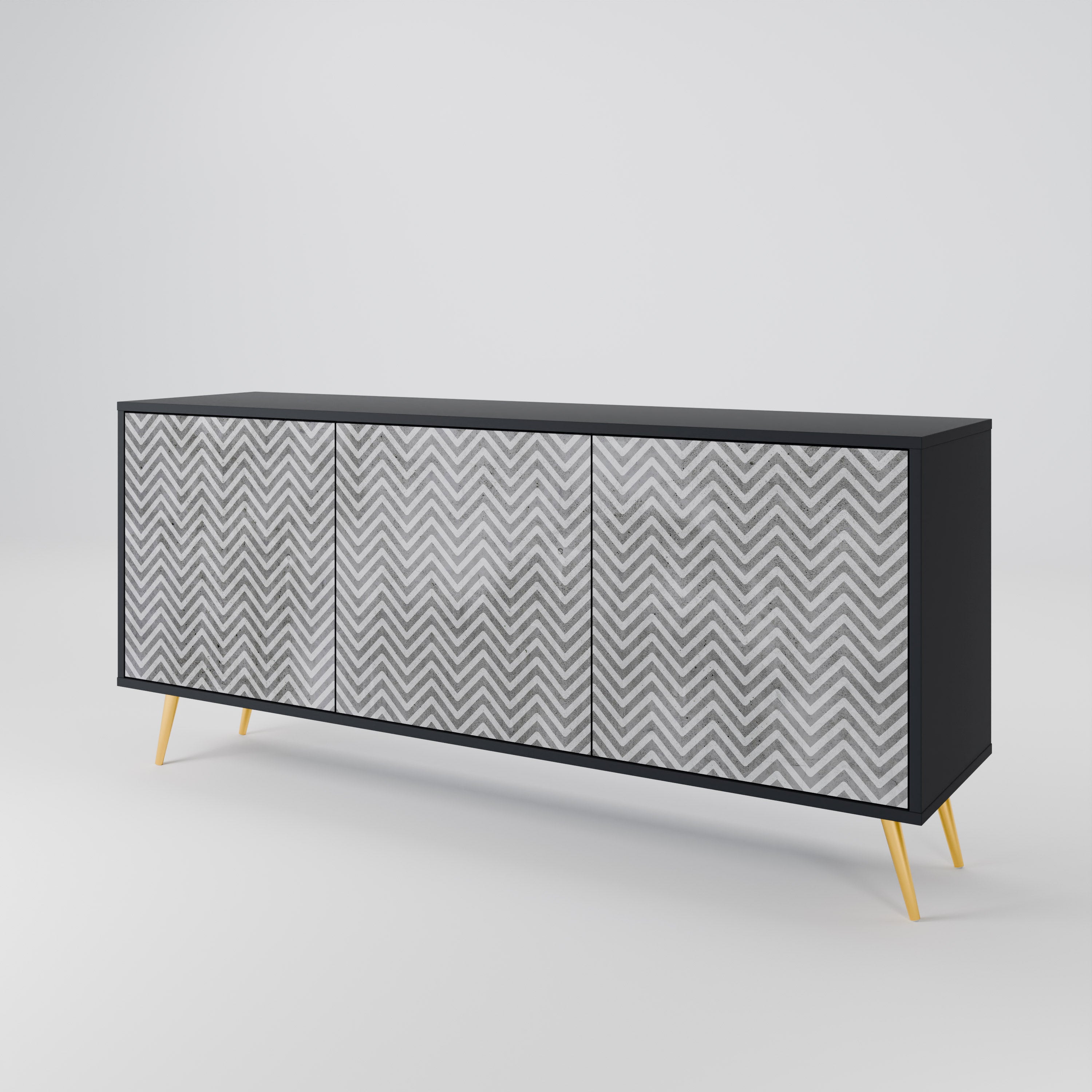 CONCRETE ZIG ZAG Komoda 3-drzwiowa korpus Czarny