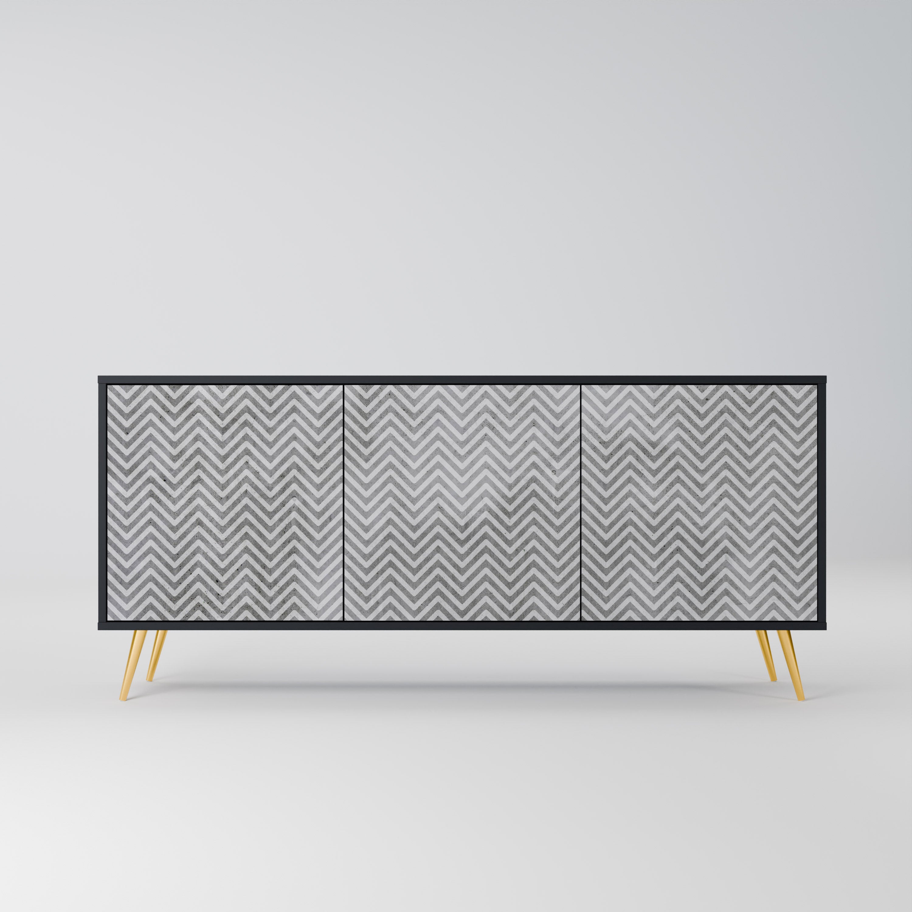 CONCRETE ZIG ZAG Komoda 3-drzwiowa korpus Czarny