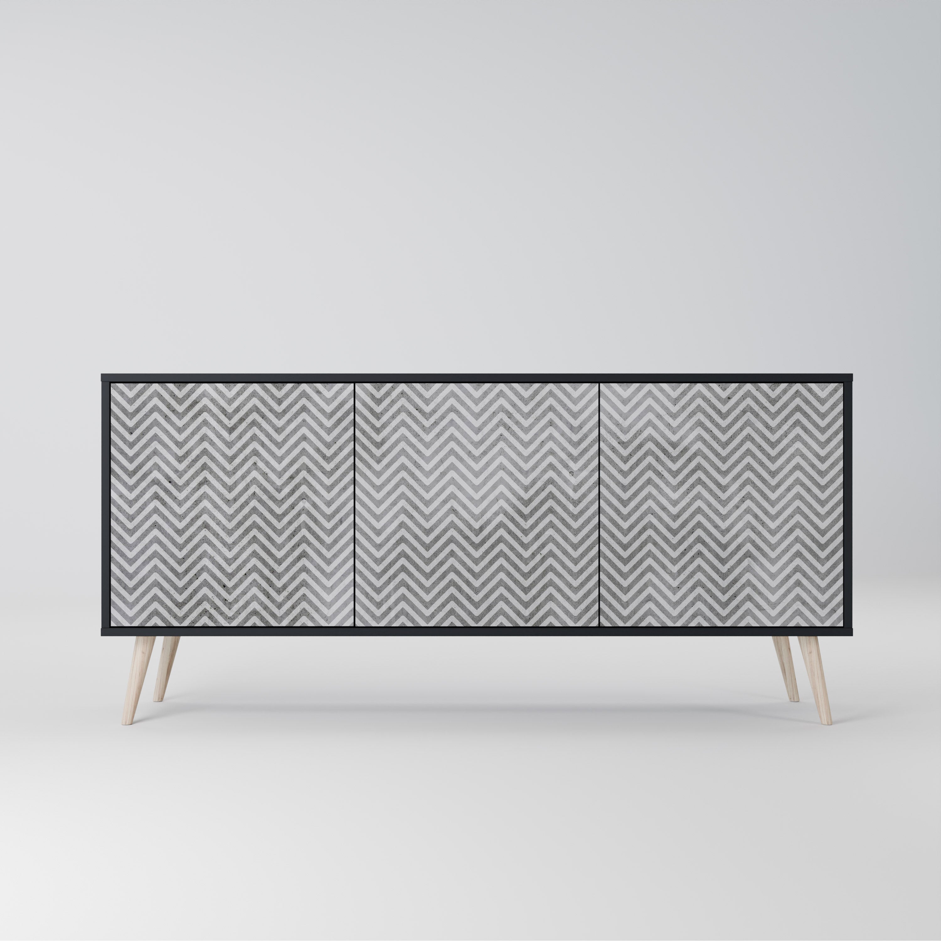 CONCRETE ZIG ZAG Komoda 3-drzwiowa korpus Czarny