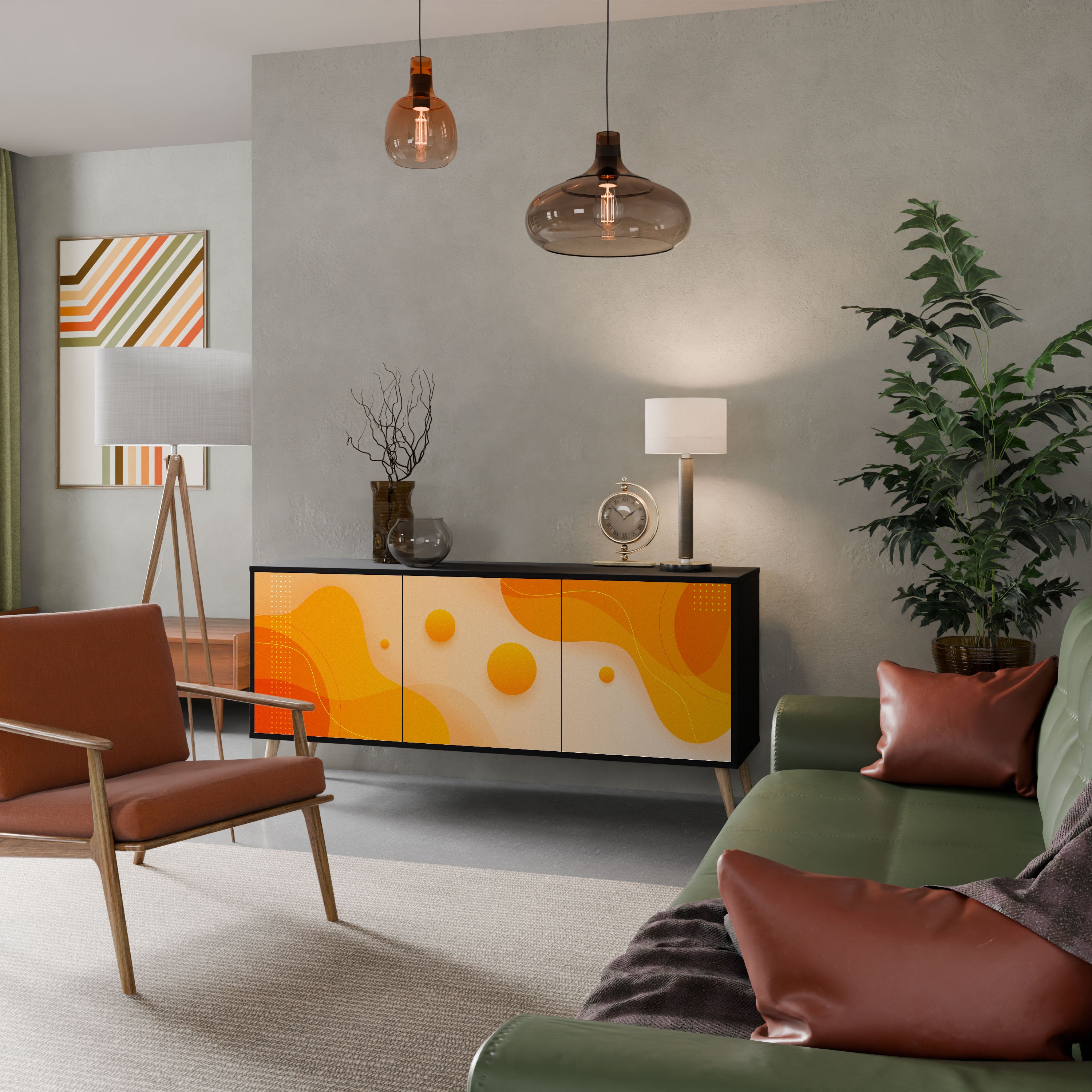 ORANGE ARRANGEMENT Komoda 3-drzwiowa korpus Czarny