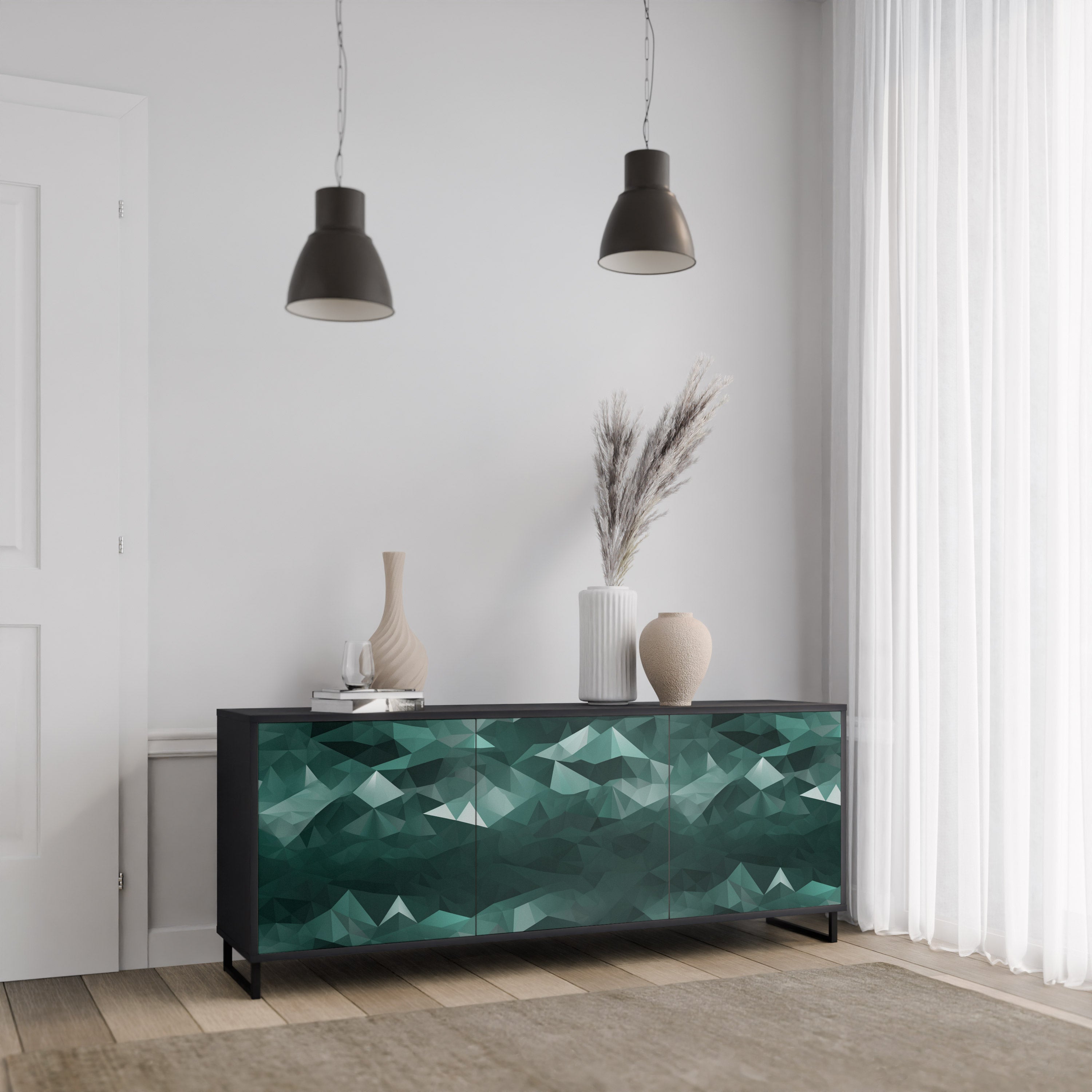 POLYGONAL FLOATING Komoda 3-drzwiowa korpus Czarny