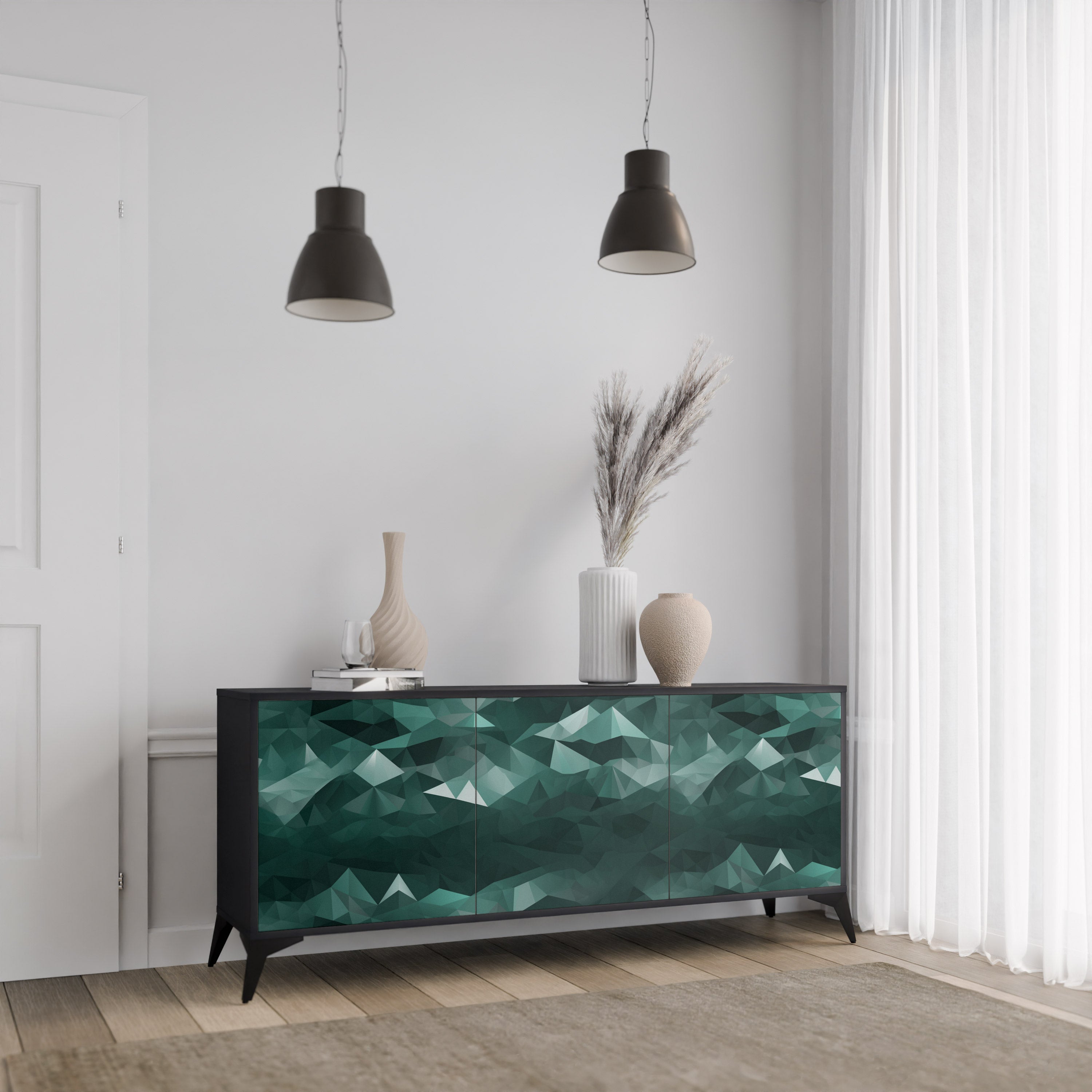 POLYGONAL FLOATING Komoda 3-drzwiowa korpus Czarny