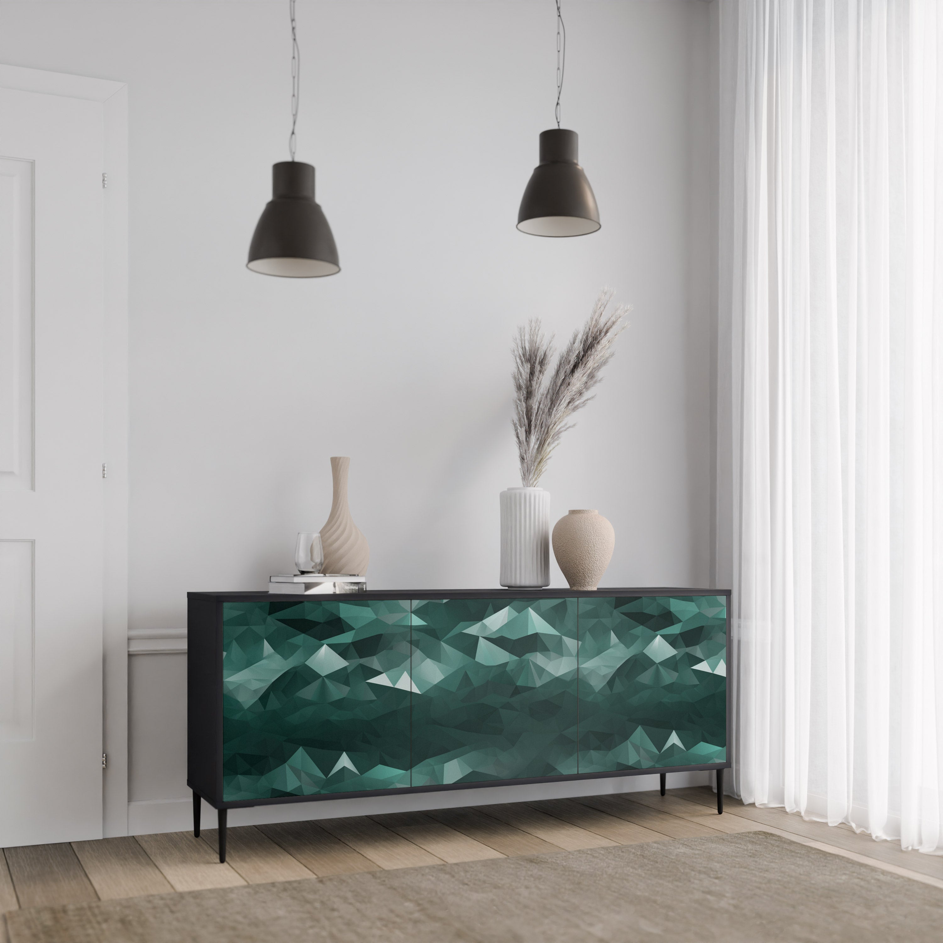 POLYGONAL FLOATING Komoda 3-drzwiowa korpus Czarny