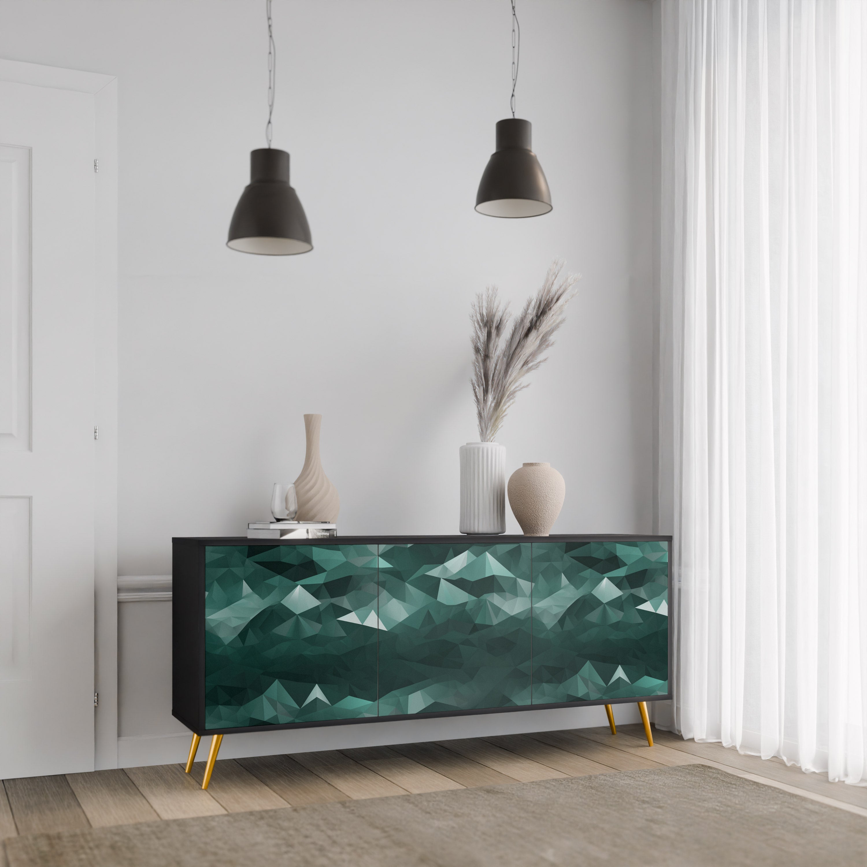 POLYGONAL FLOATING Komoda 3-drzwiowa korpus Czarny