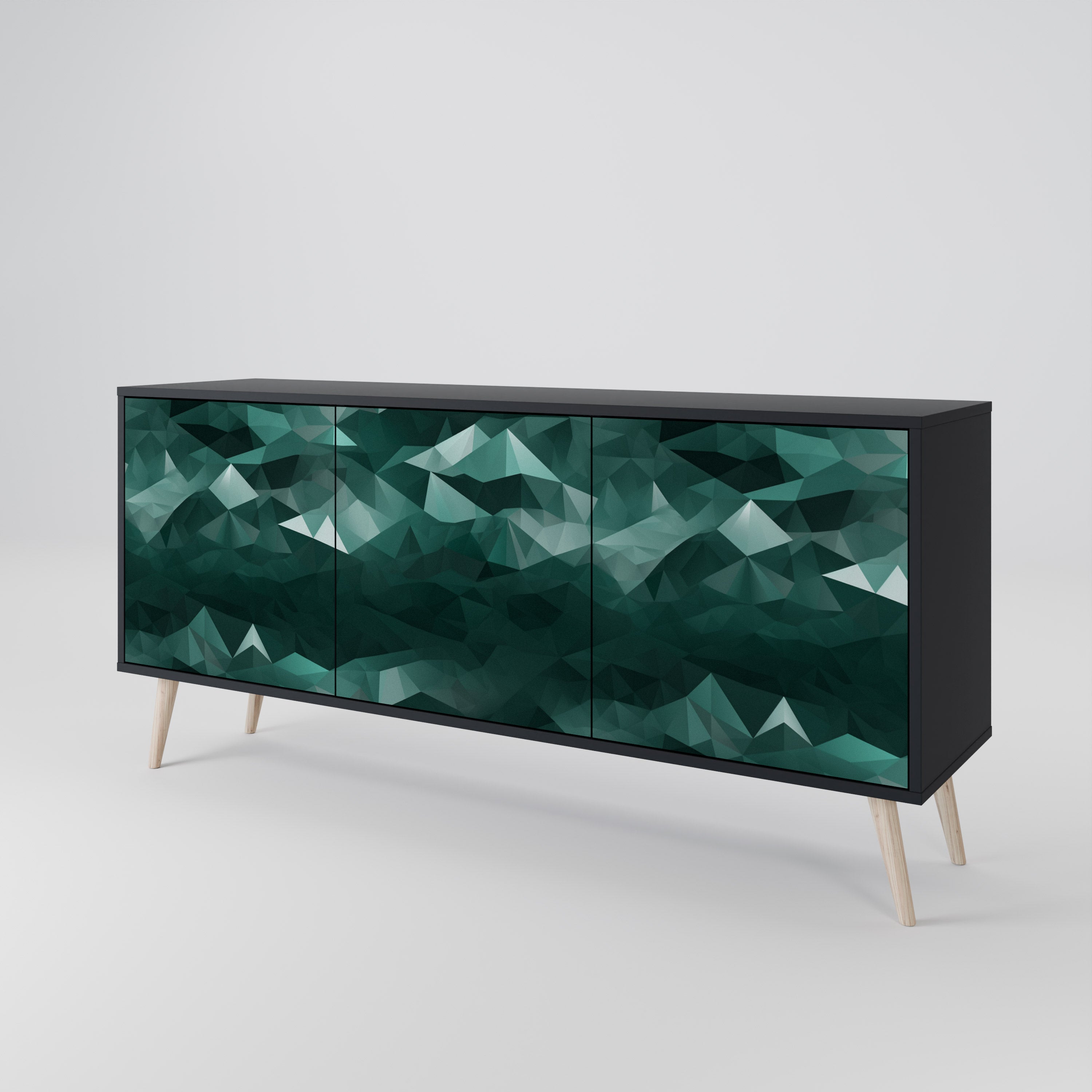 POLYGONAL FLOATING Komoda 3-drzwiowa korpus Czarny