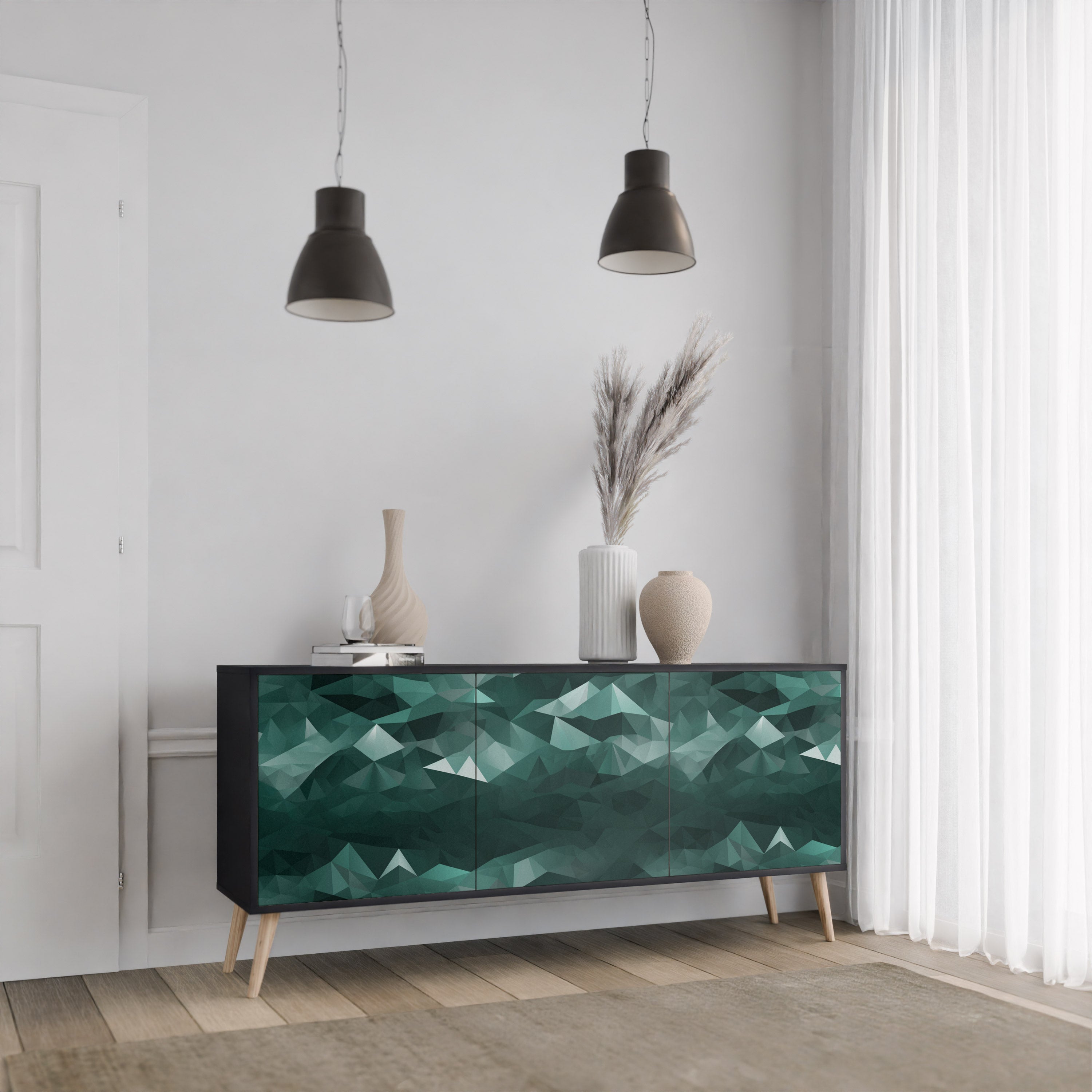 POLYGONAL FLOATING Komoda 3-drzwiowa korpus Czarny