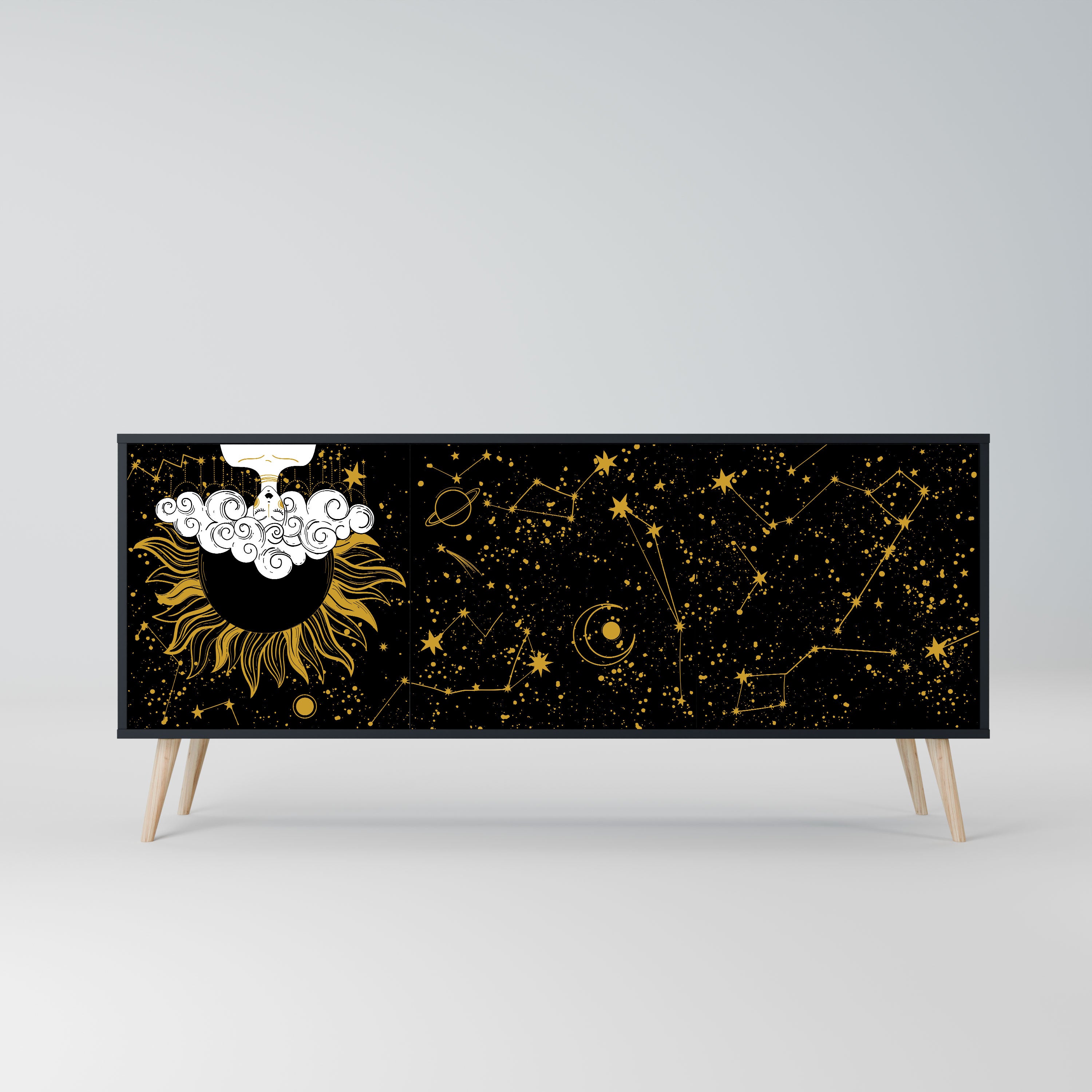 STELLAR CONSTELLATIONS Komoda 3-drzwiowa korpus Czarny