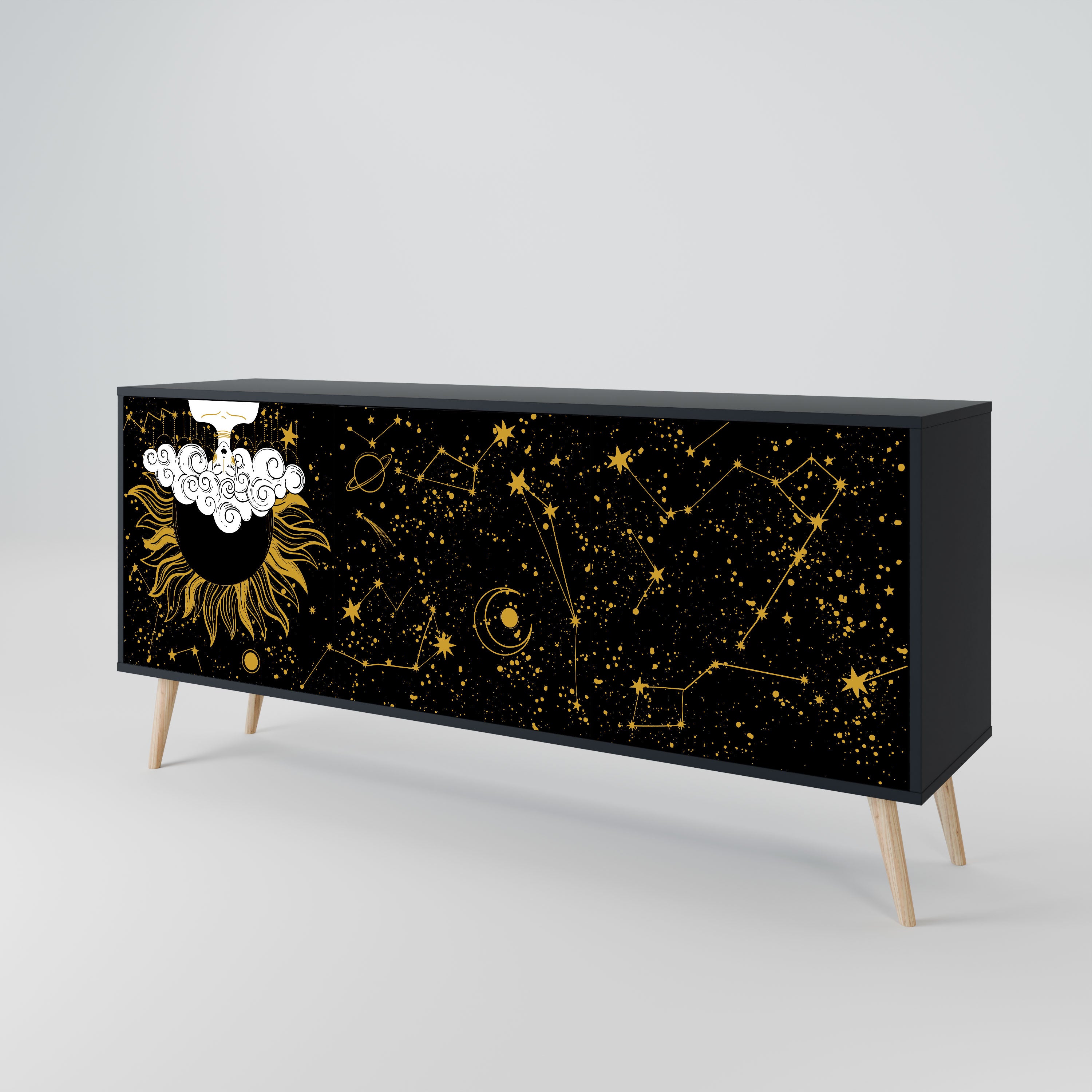 STELLAR CONSTELLATIONS Komoda 3-drzwiowa korpus Czarny