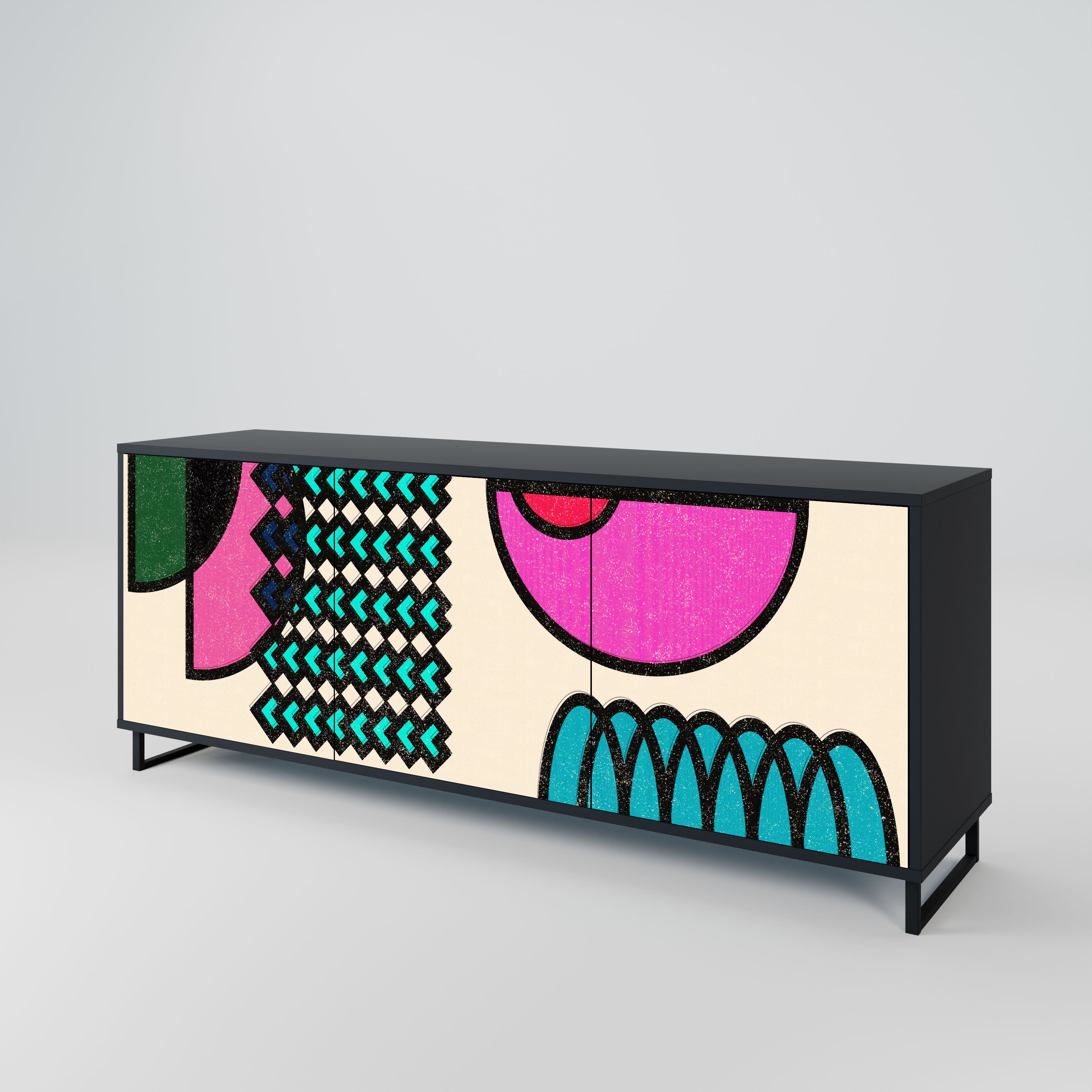 GEOMETRIC RHAPSODY Komoda 3-drzwiowa korpus Czarny