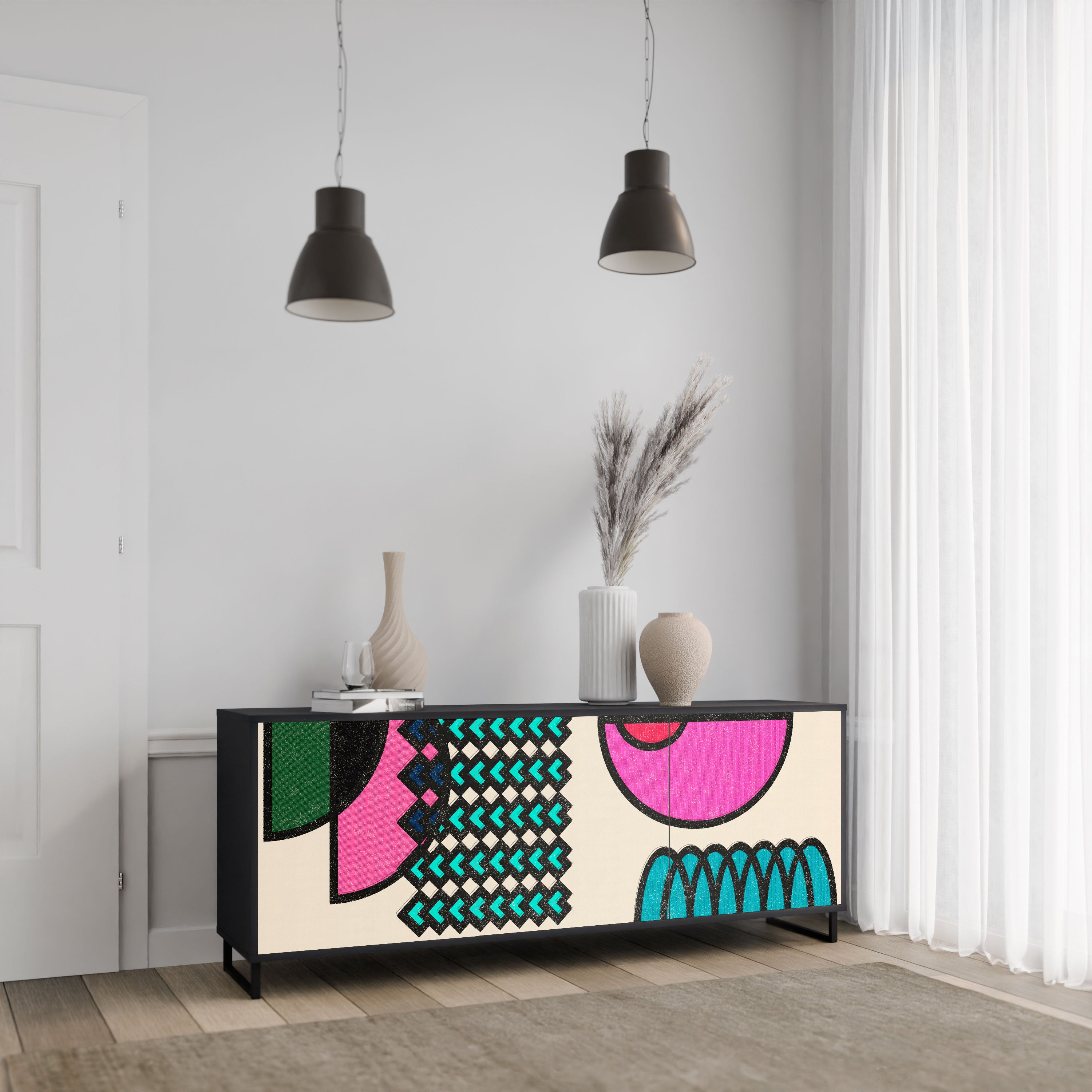 GEOMETRIC RHAPSODY Komoda 3-drzwiowa korpus Czarny