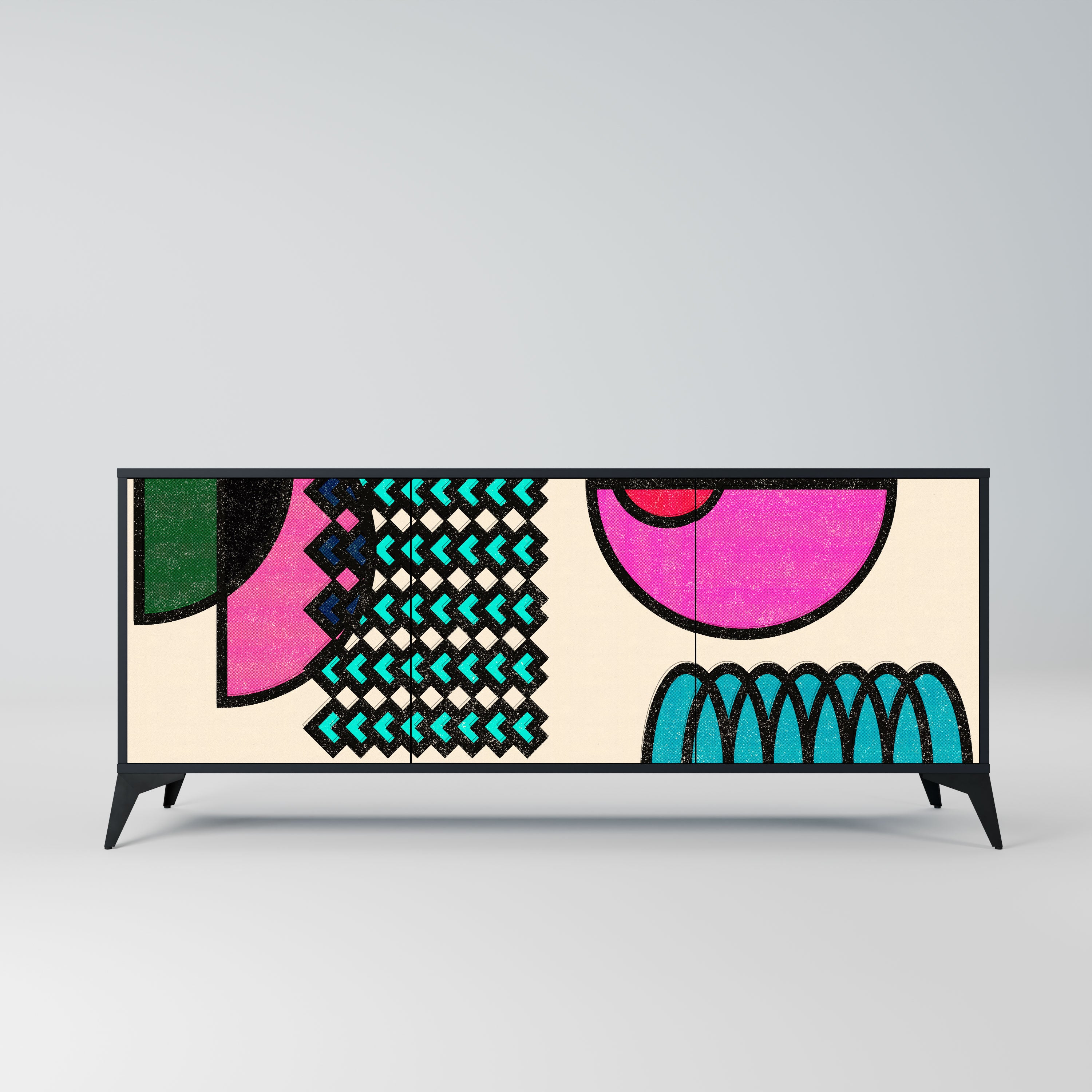 GEOMETRIC RHAPSODY Komoda 3-drzwiowa korpus Czarny