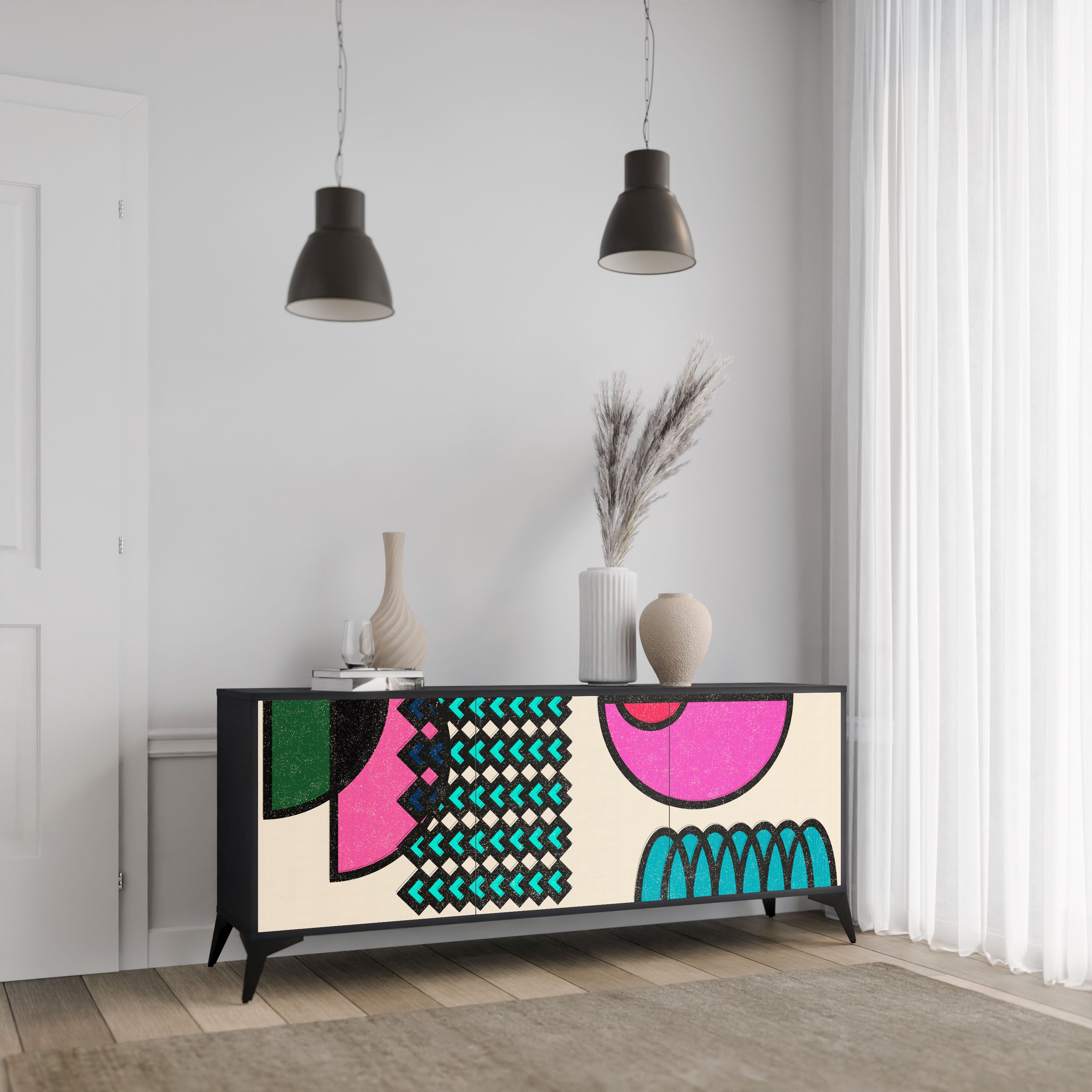 GEOMETRIC RHAPSODY Komoda 3-drzwiowa korpus Czarny