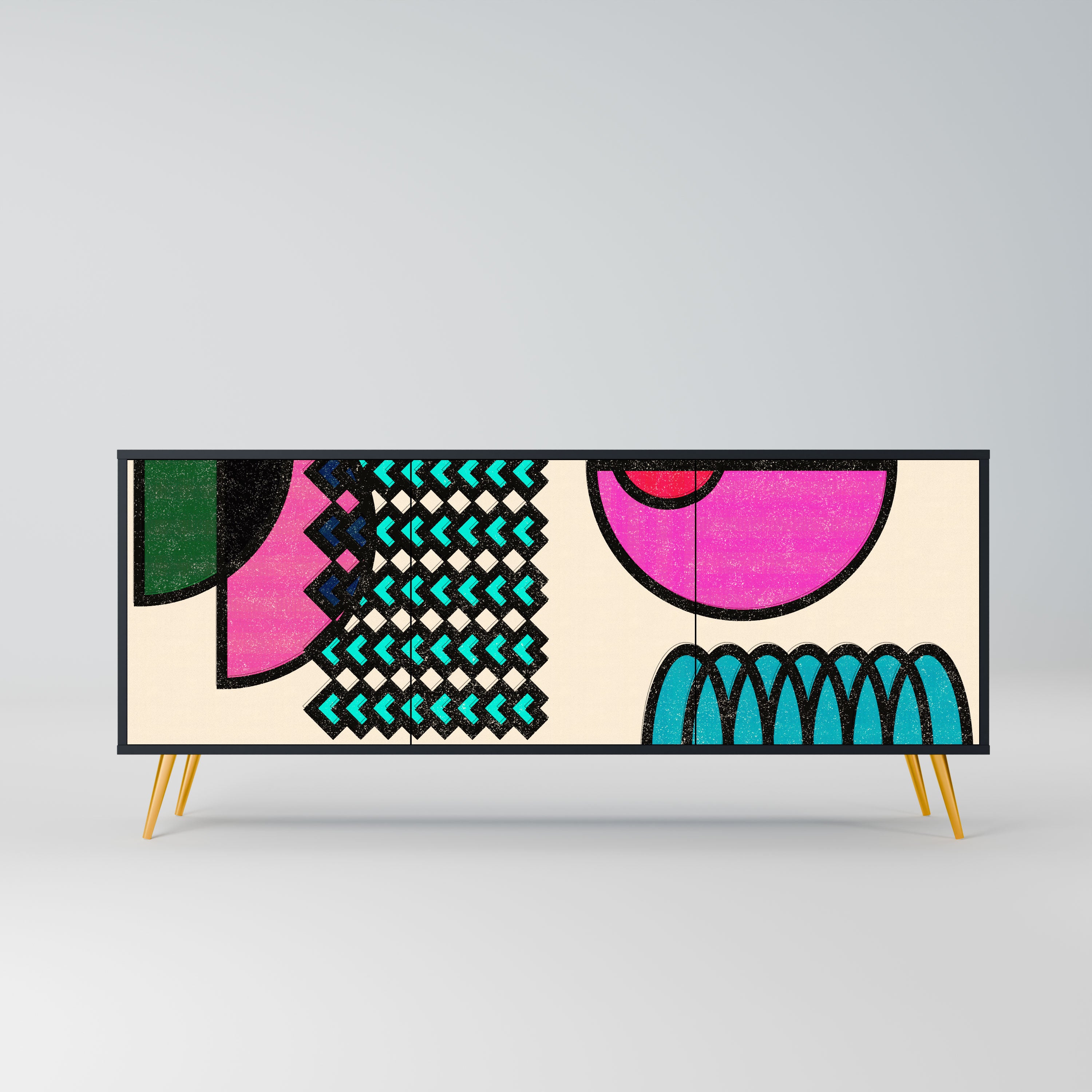 GEOMETRIC RHAPSODY Komoda 3-drzwiowa korpus Czarny