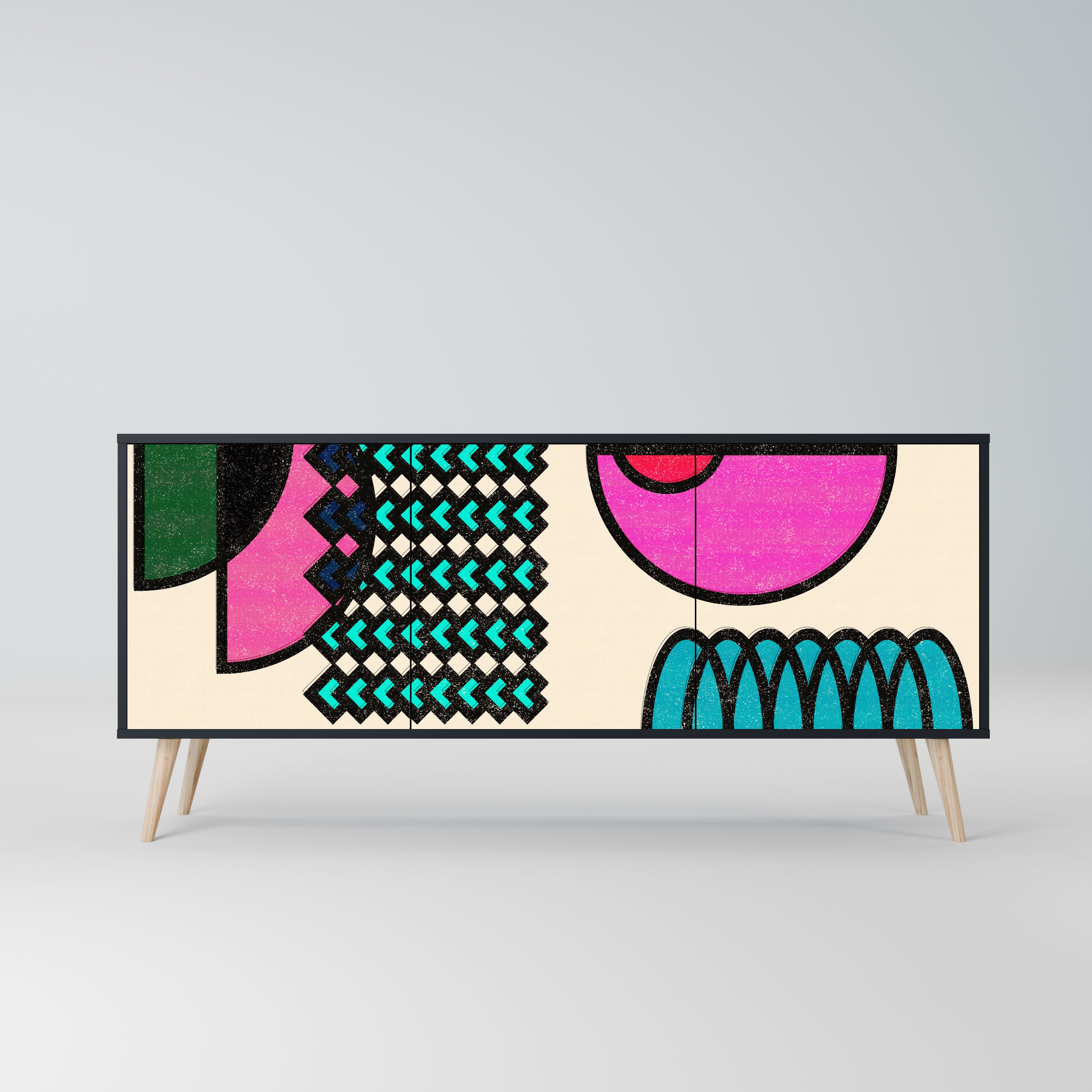 GEOMETRIC RHAPSODY Komoda 3-drzwiowa korpus Czarny