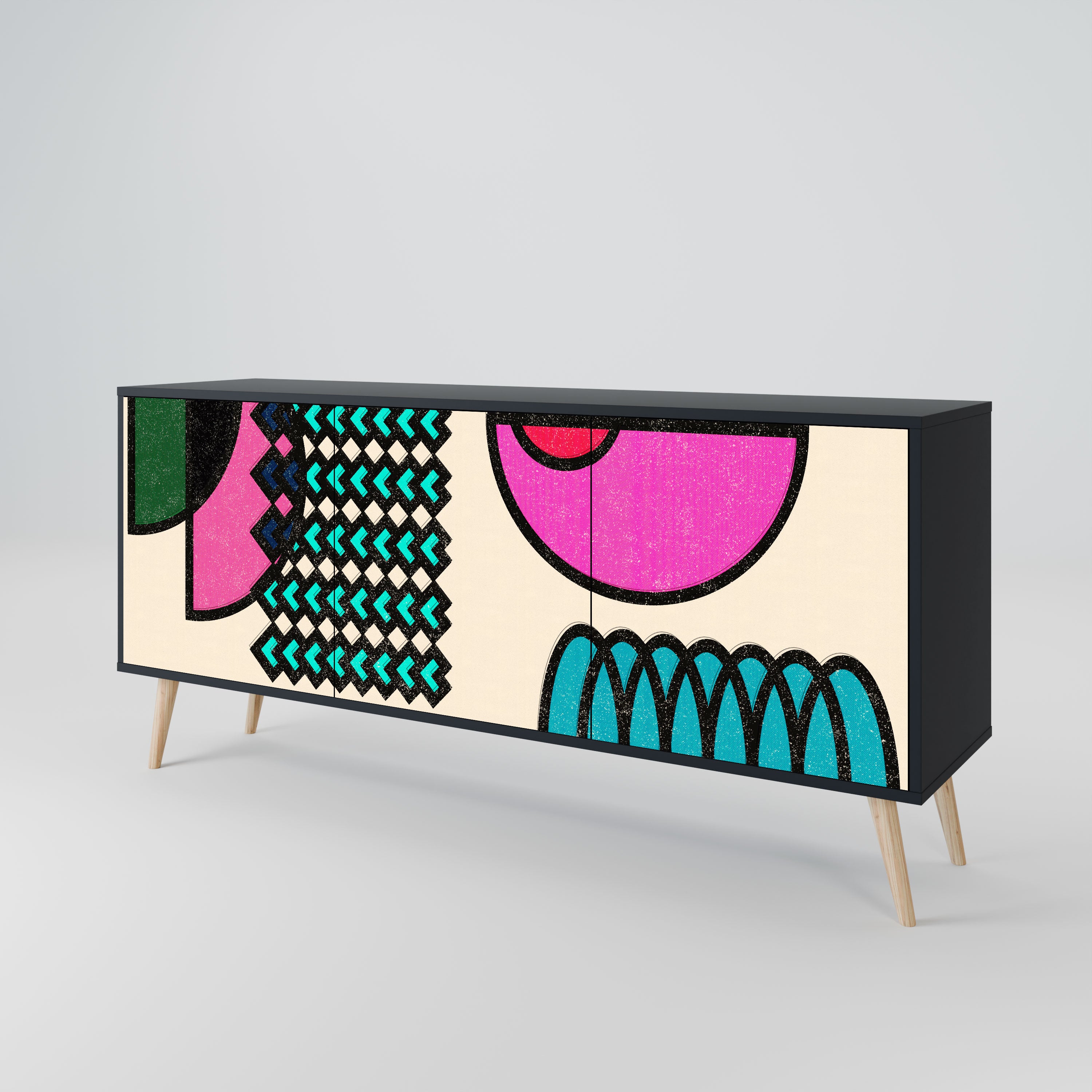 GEOMETRIC RHAPSODY Komoda 3-drzwiowa korpus Czarny
