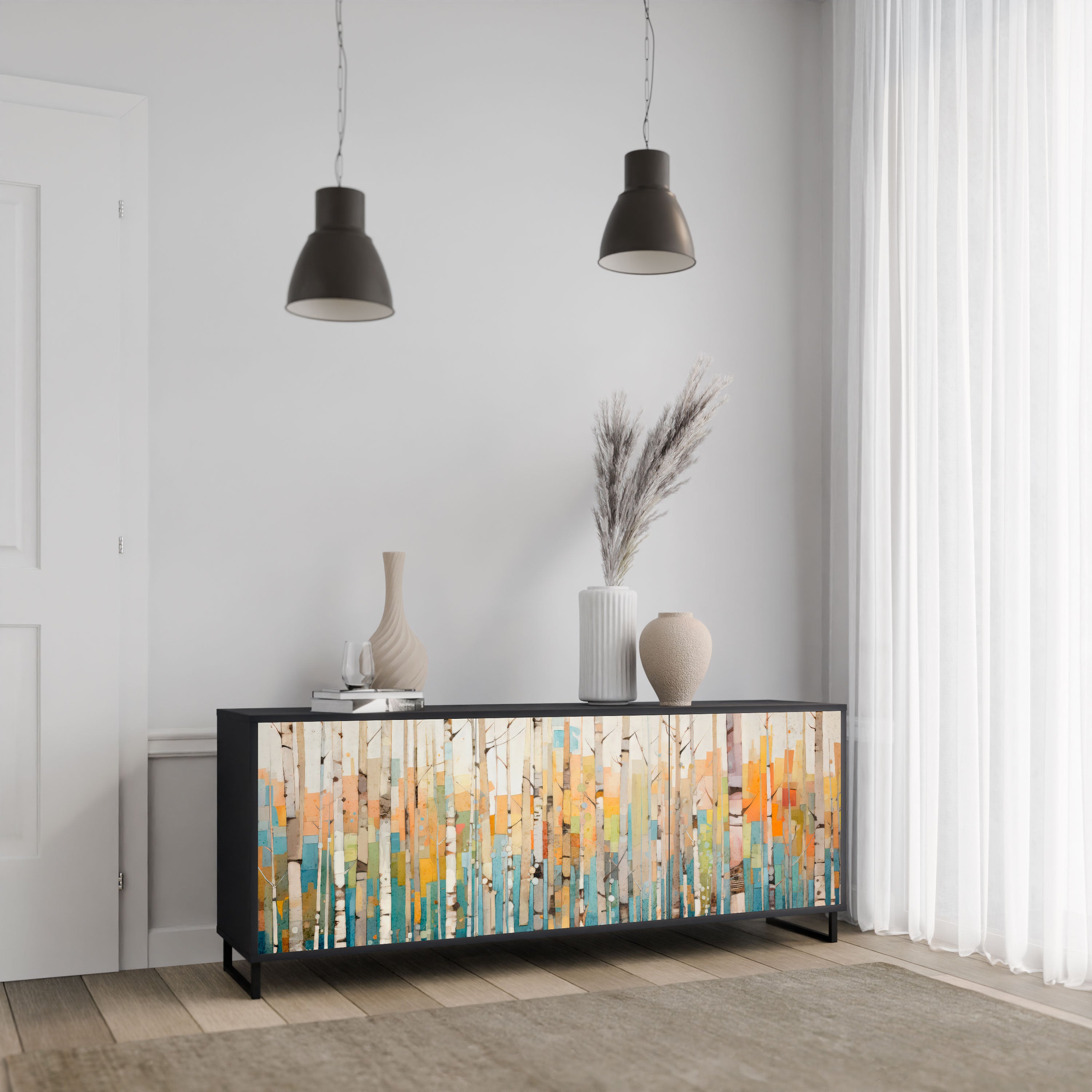 BIRCH KALEIDOSCOPE Komoda 3-drzwiowa korpus Czarny