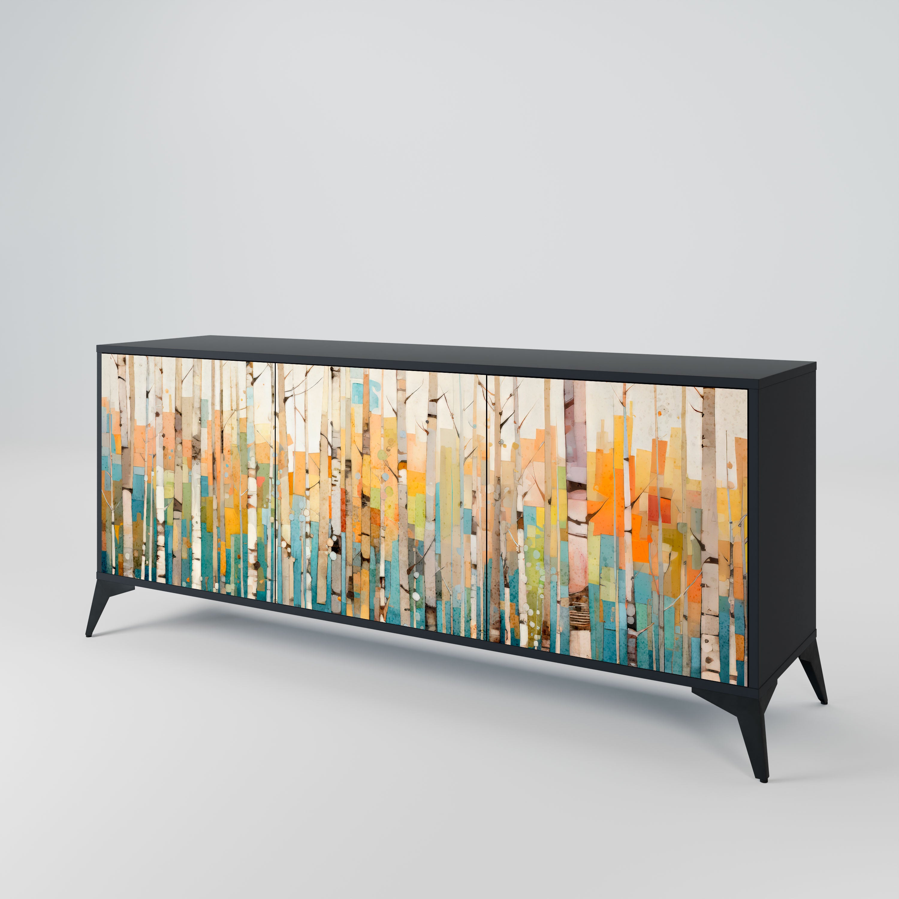 BIRCH KALEIDOSCOPE Komoda 3-drzwiowa korpus Czarny