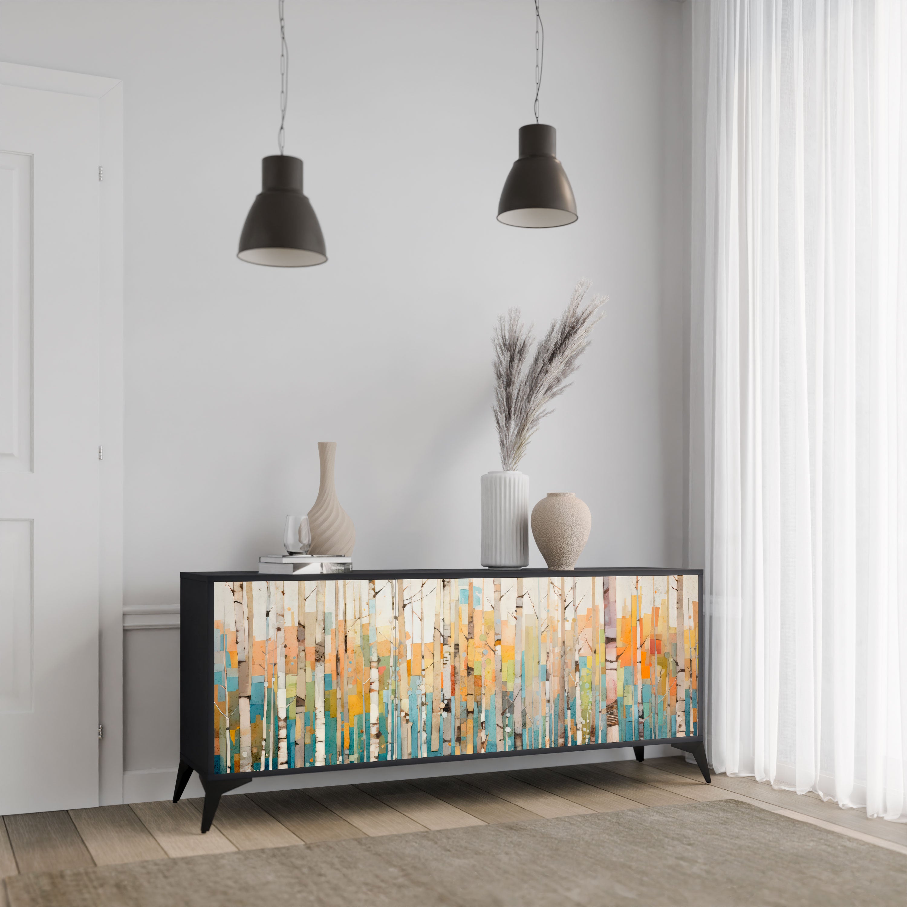 BIRCH KALEIDOSCOPE Komoda 3-drzwiowa korpus Czarny