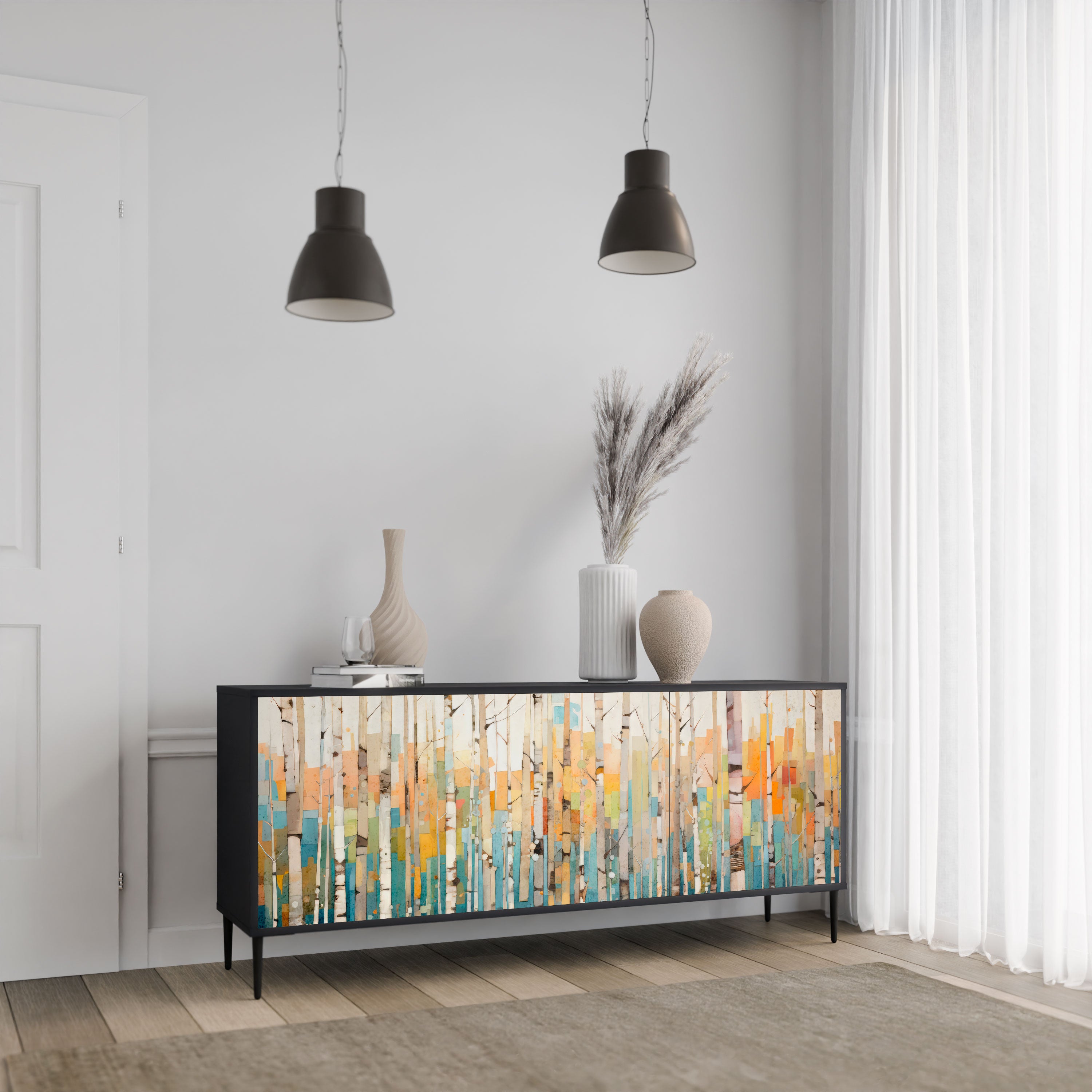BIRCH KALEIDOSCOPE Komoda 3-drzwiowa korpus Czarny