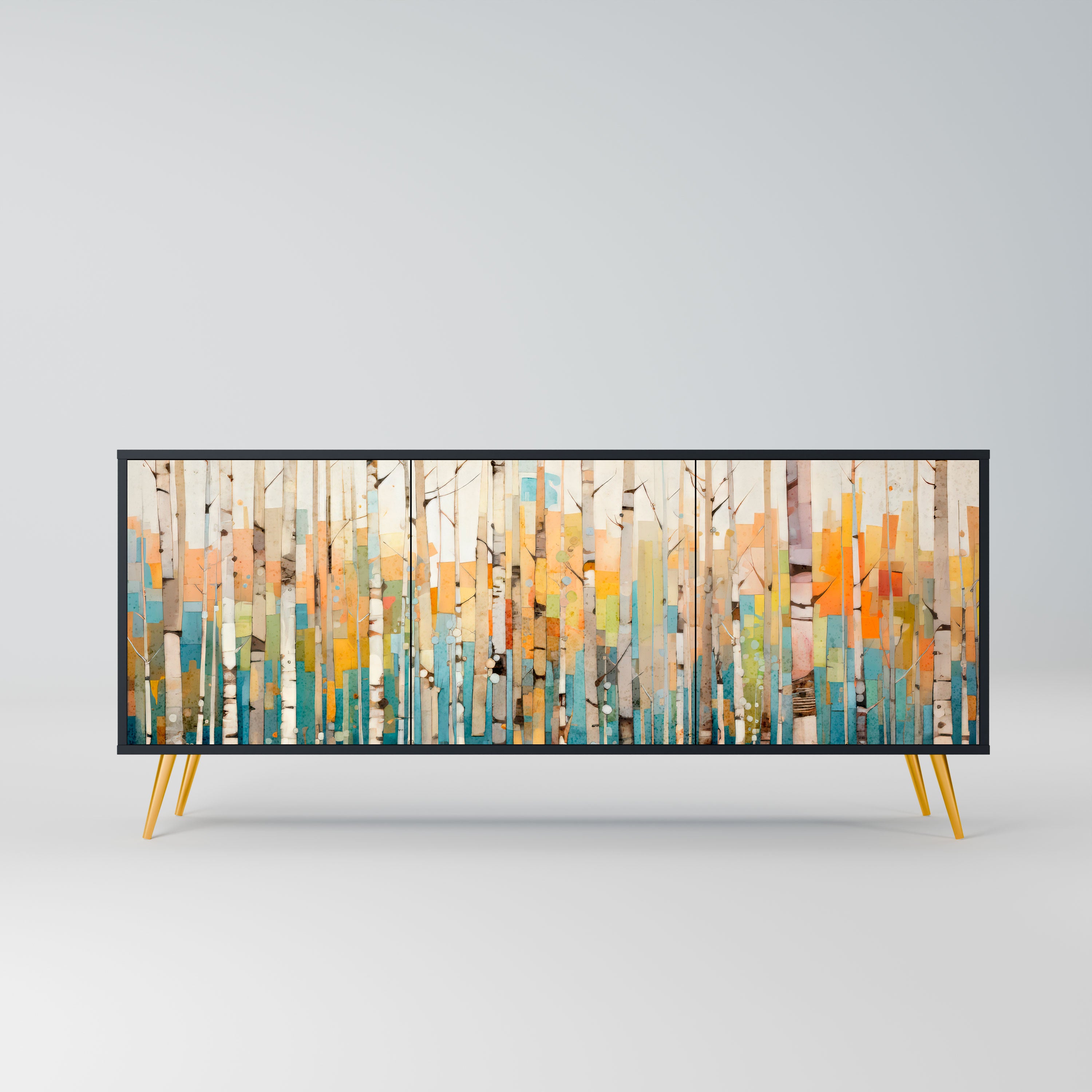 BIRCH KALEIDOSCOPE Komoda 3-drzwiowa korpus Czarny